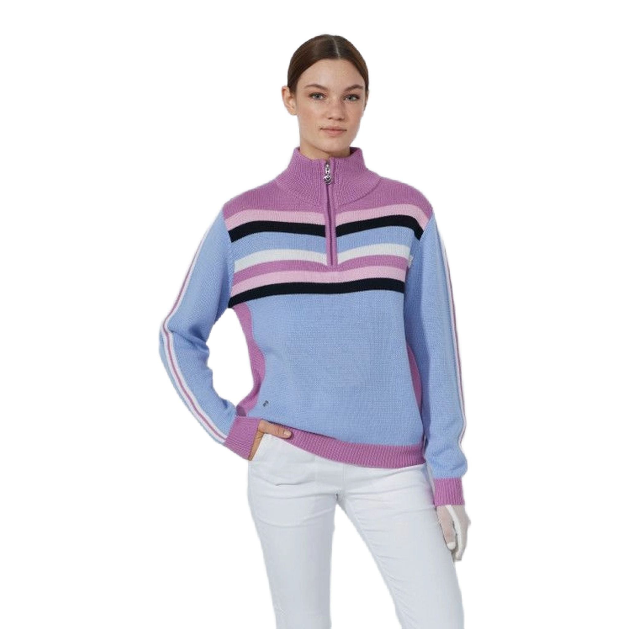 Maglione sportivo multi-righe da donna