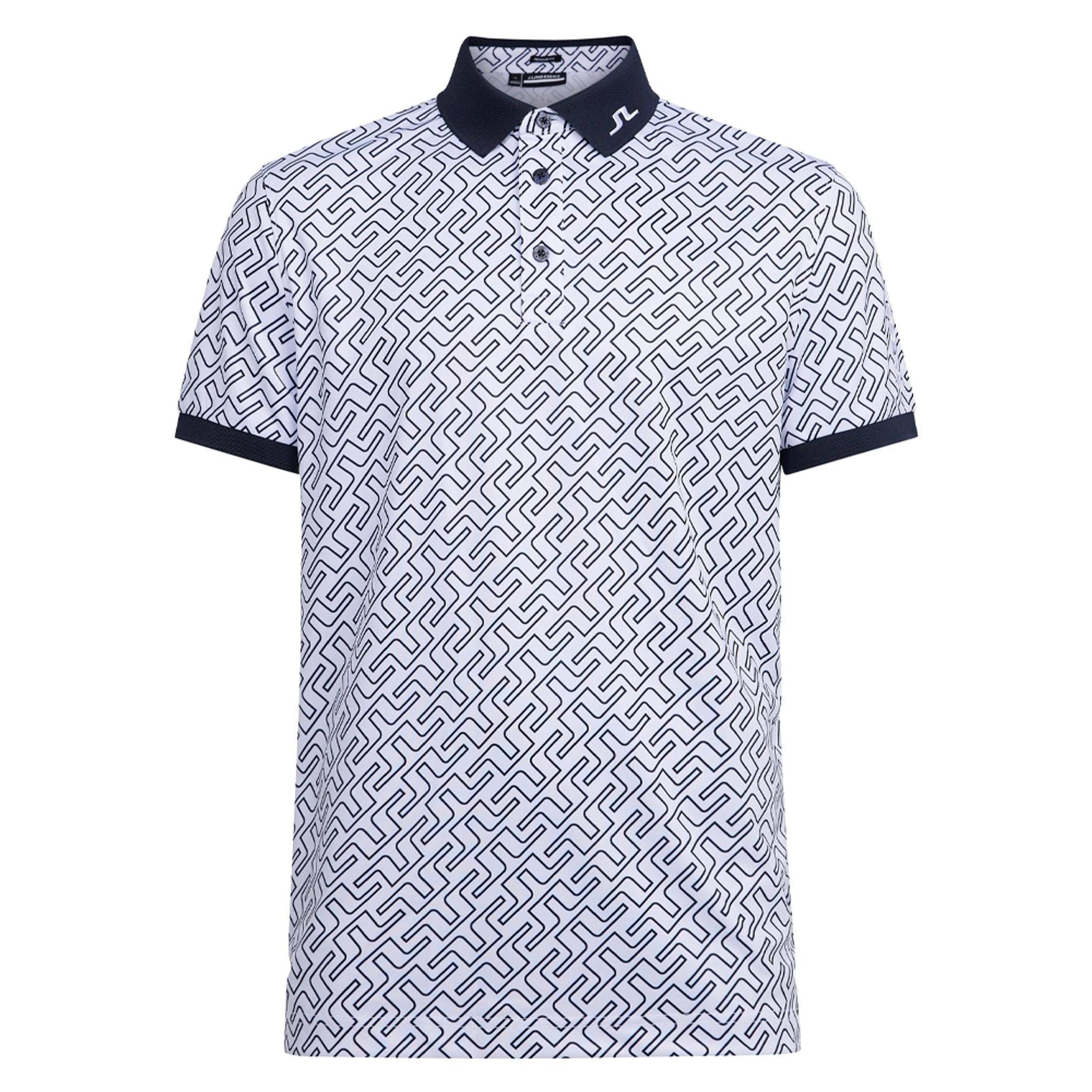 Polo con stampa J. Lindeberg M Tour Tech Reg Fit JL Navy Bridge Mono da uomo