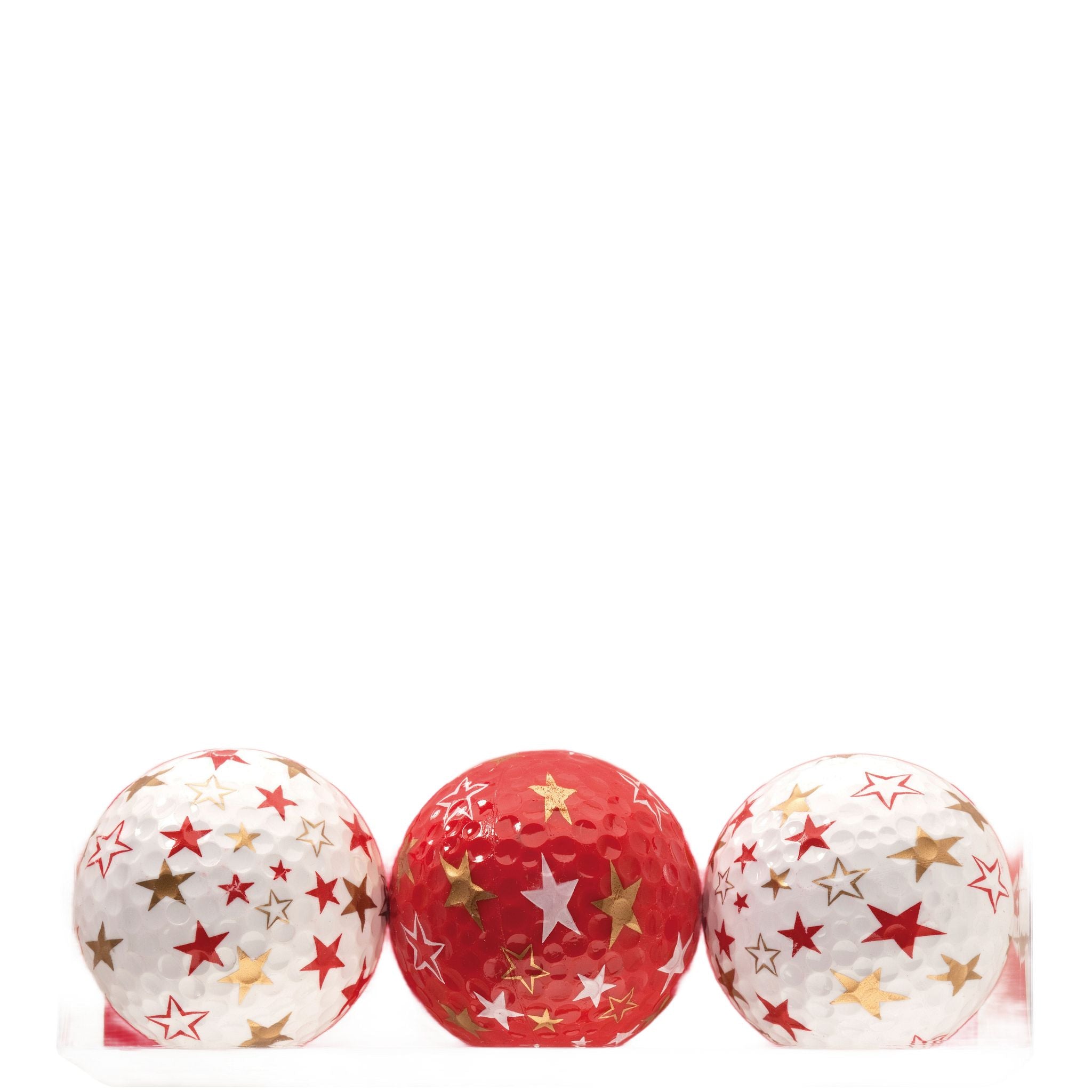 Sportiques Golf Gifts Stars All Around Bianco e Rosso (3 Palline)