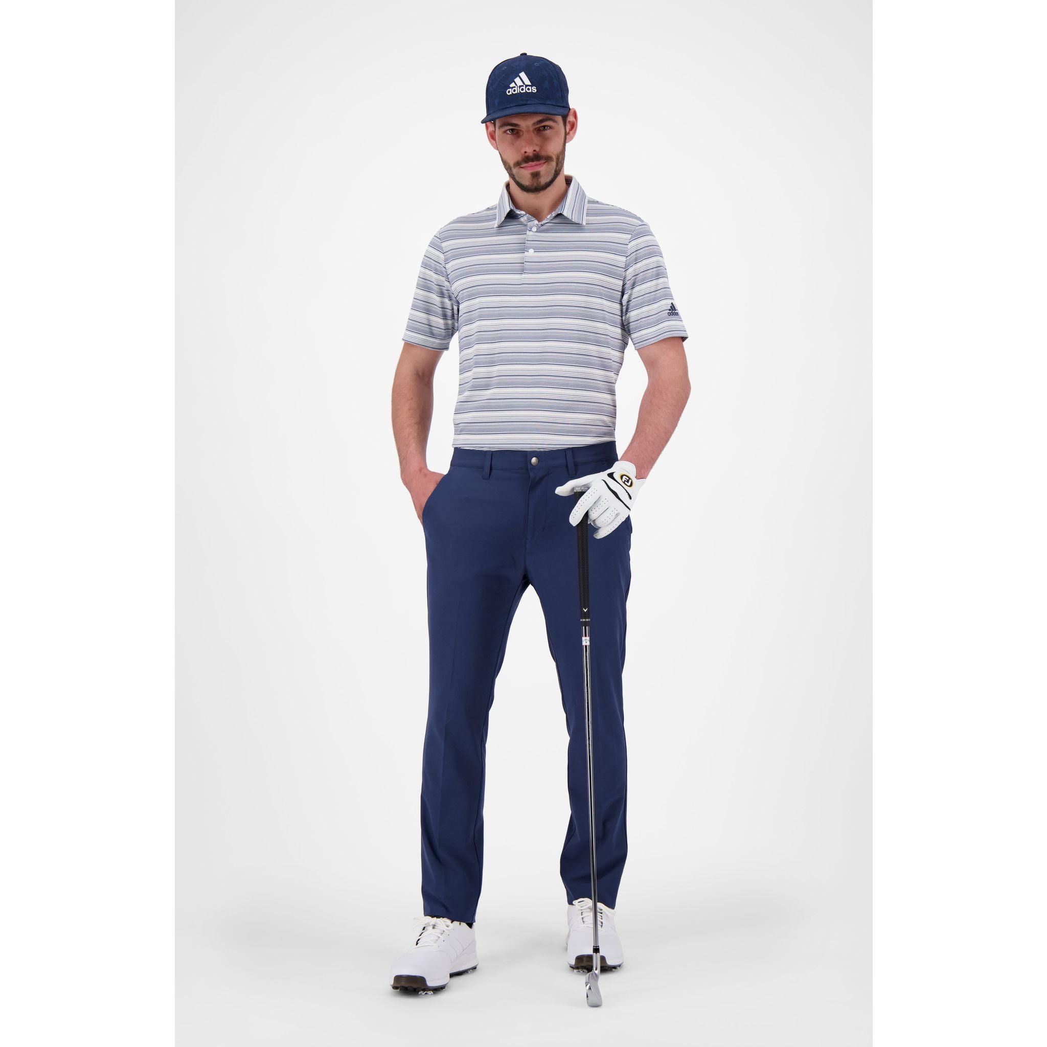 Adidas Heather Snap SS Polo blu navy/bianco uomo