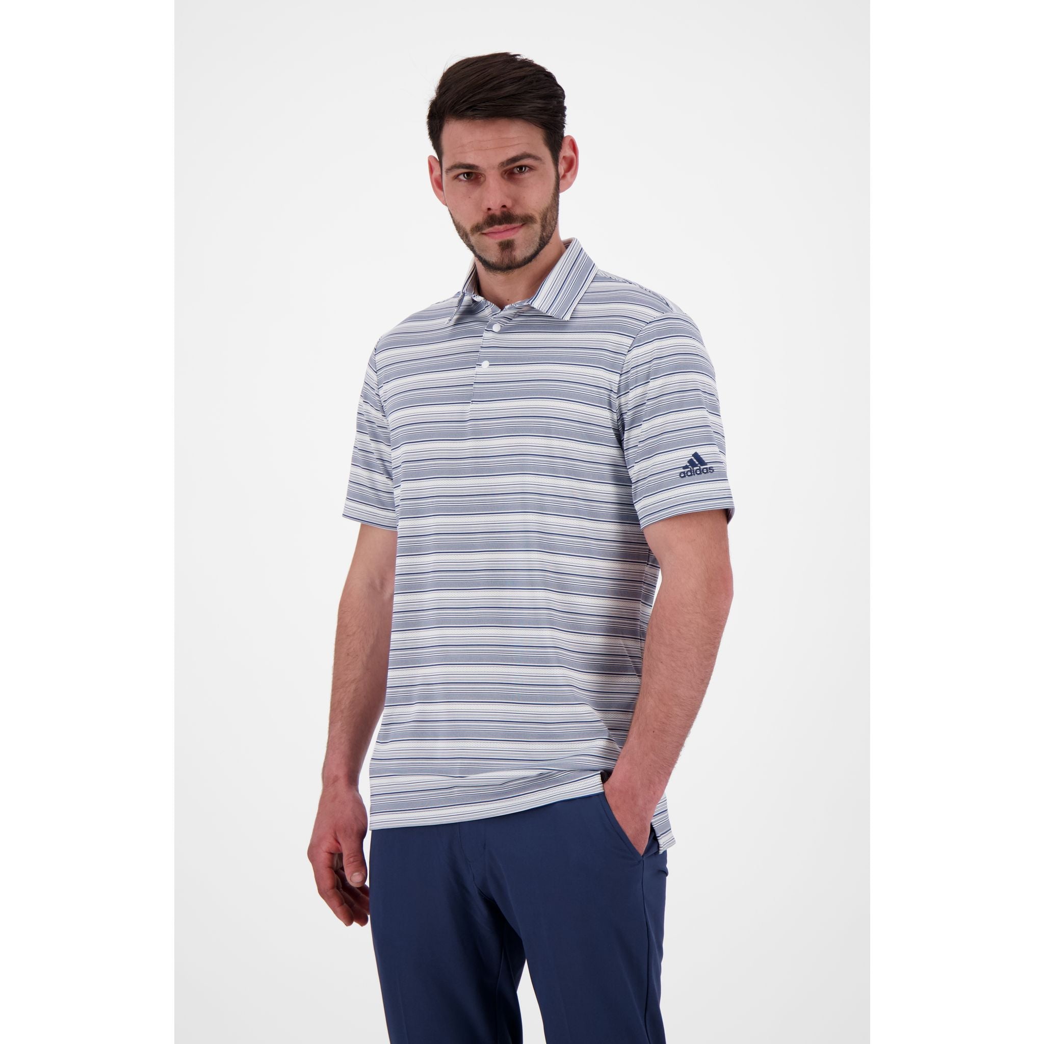 Adidas Heather Snap SS Polo blu navy/bianco uomo