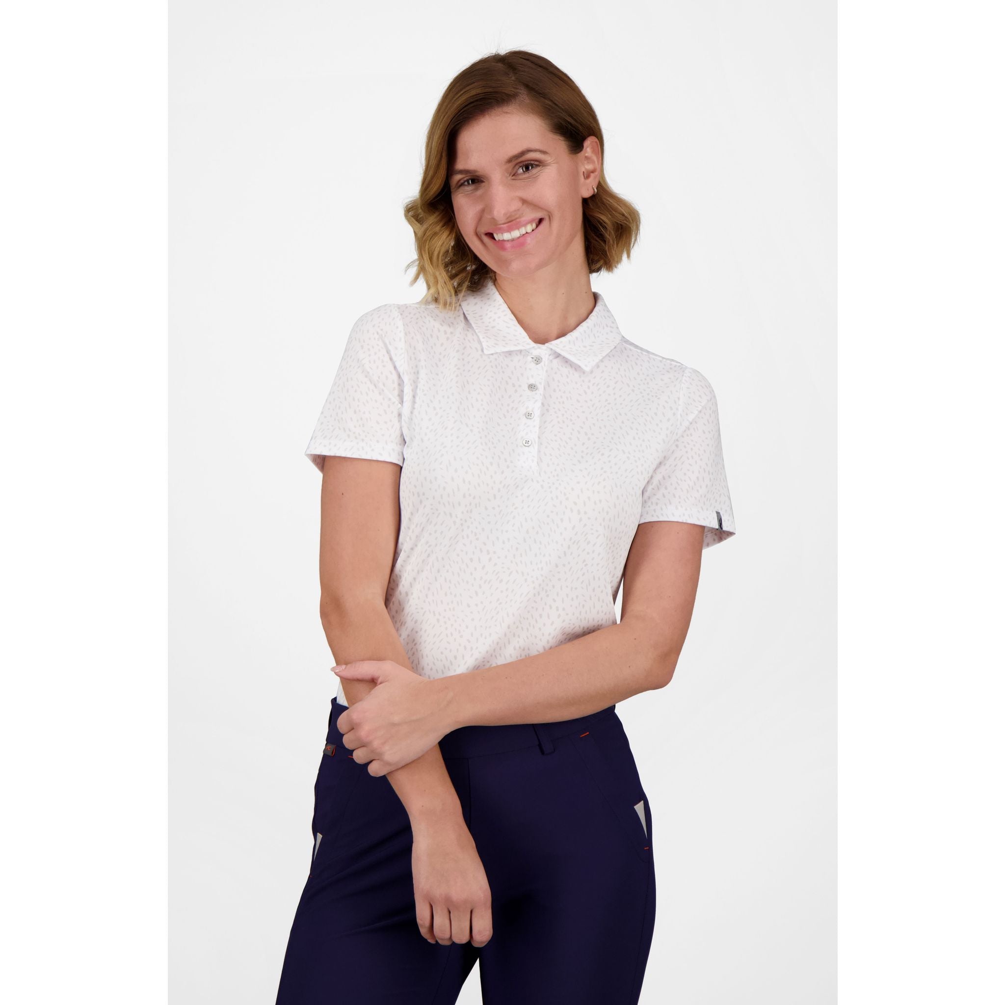 Kjus W Enya Polo stampata SS Bianco/Lega Donna