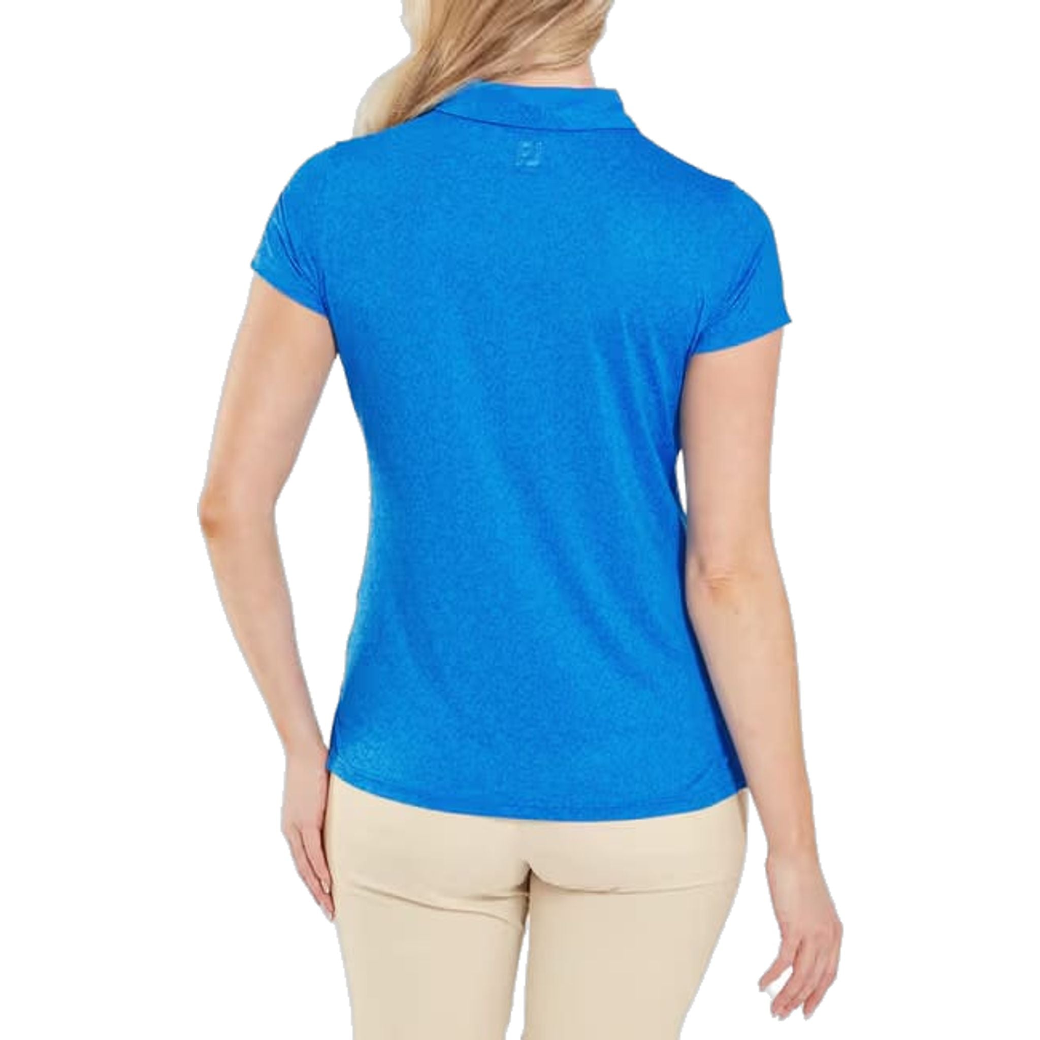 Polo da donna Footjoy con maniche a cappuccio in filo di Scozia e motivo floreale dipinto