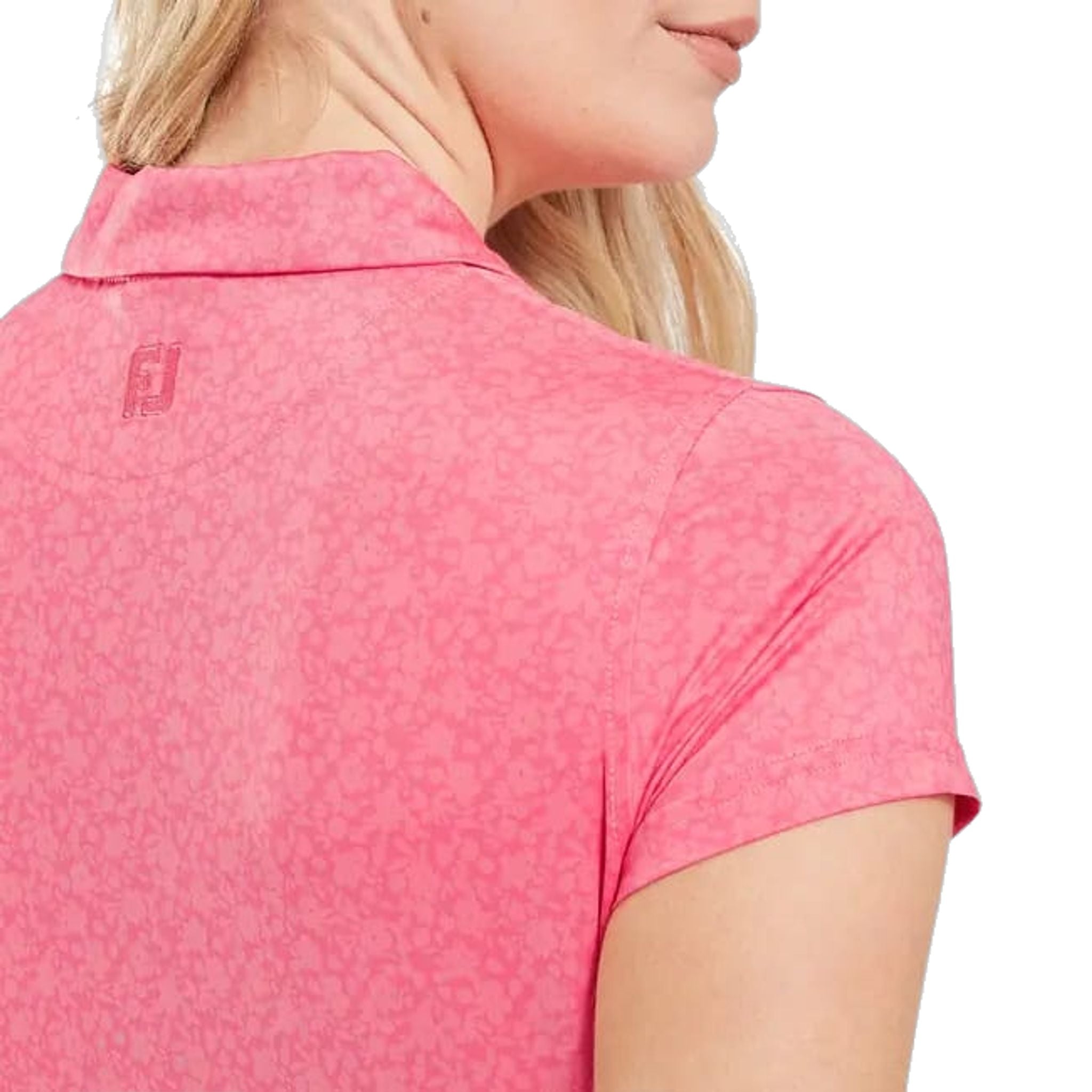 Polo da donna Footjoy con maniche a cappuccio in filo di Scozia e motivo floreale dipinto