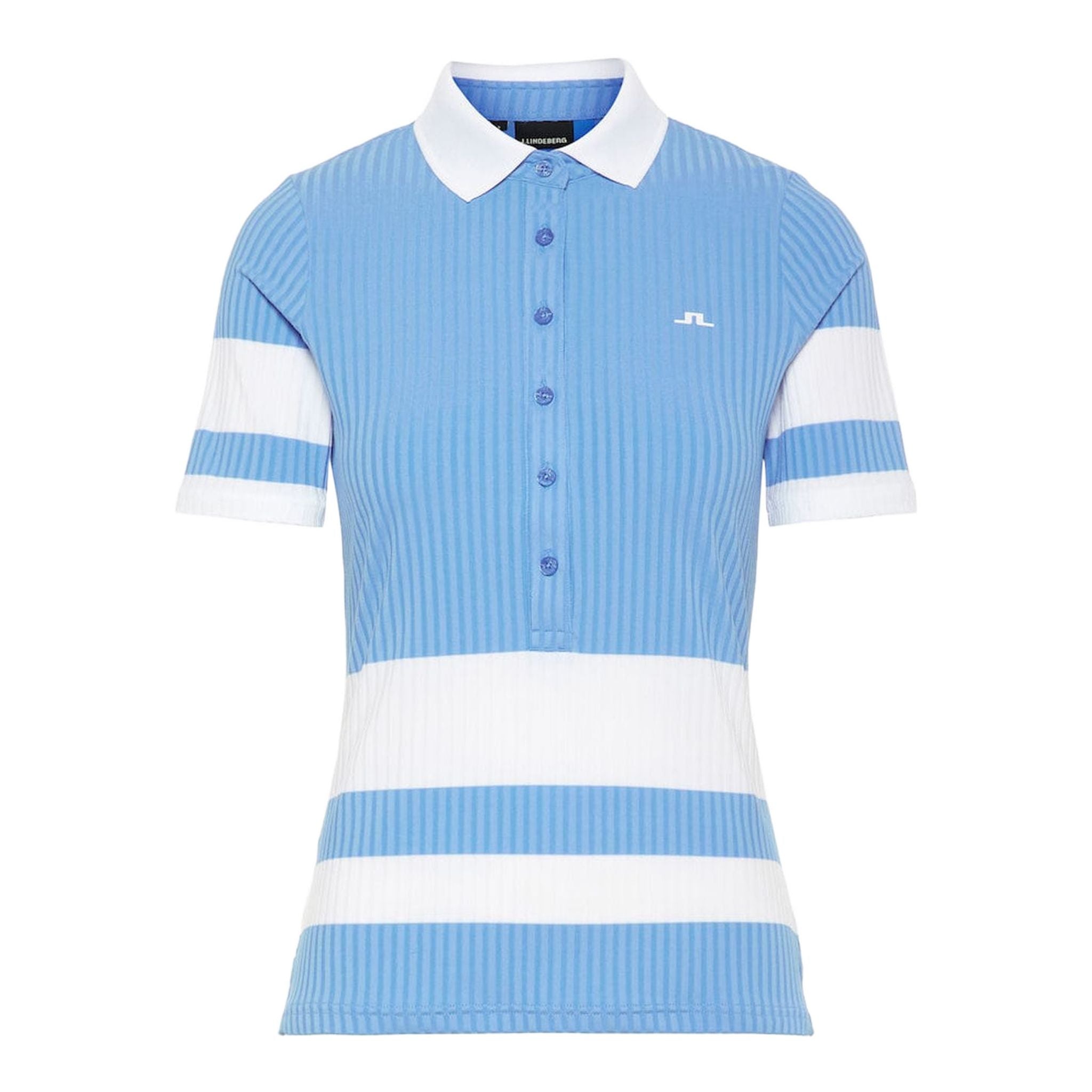J. Lindeberg W Natasha-Rib Jersey Polo Lake Blue Donna