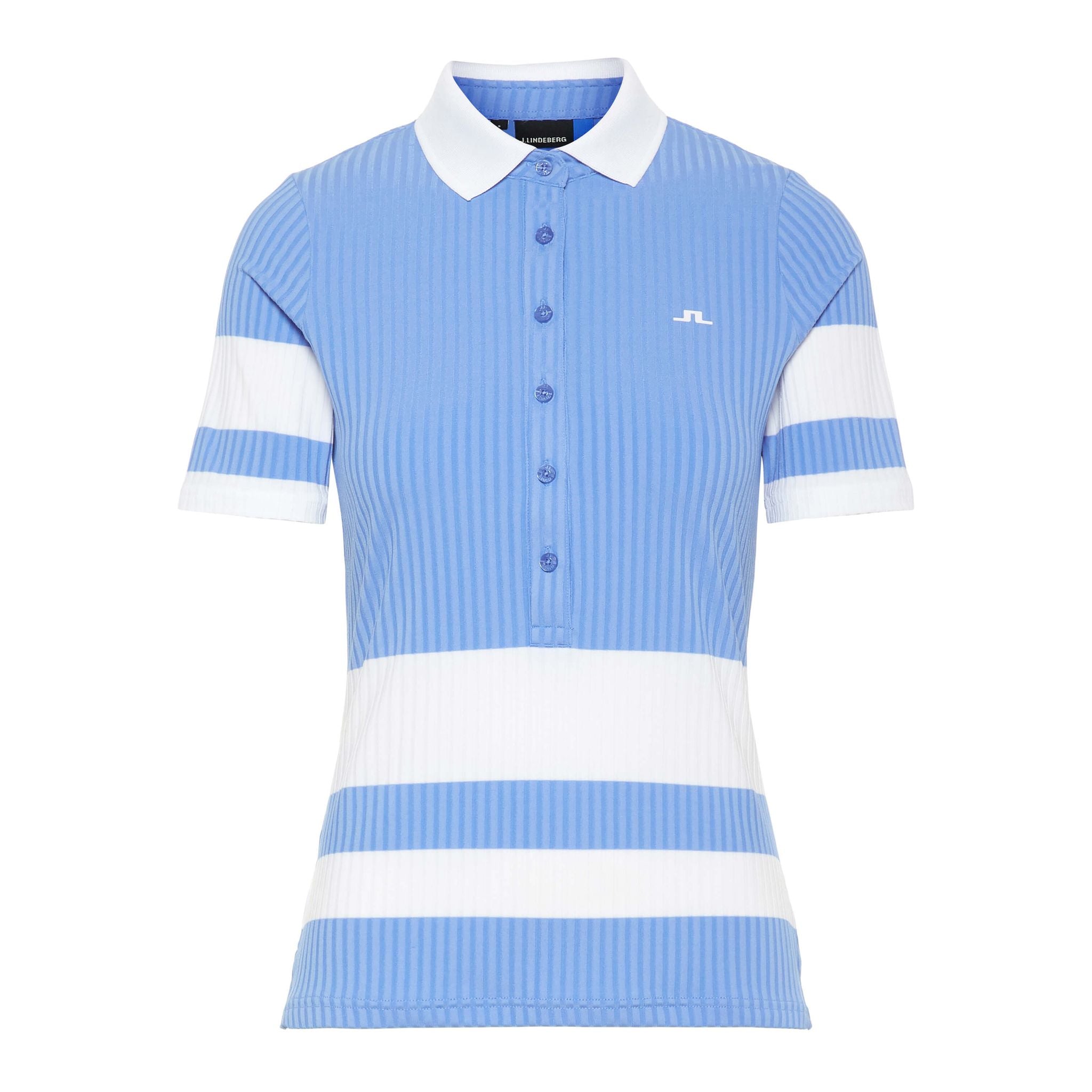 J. Lindeberg W Natasha-Rib Jersey Polo Lake Blue Donna