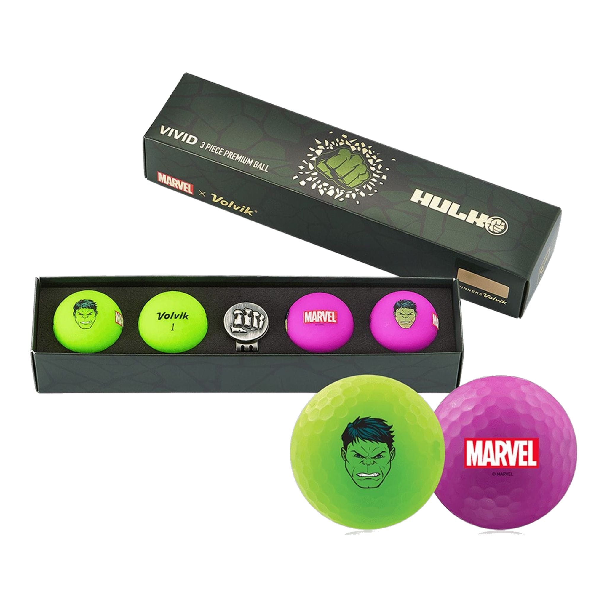 Volvik GB VOLVIK MARVEL HULK 2.0 4 pezzi + 1 marcatore a sfera