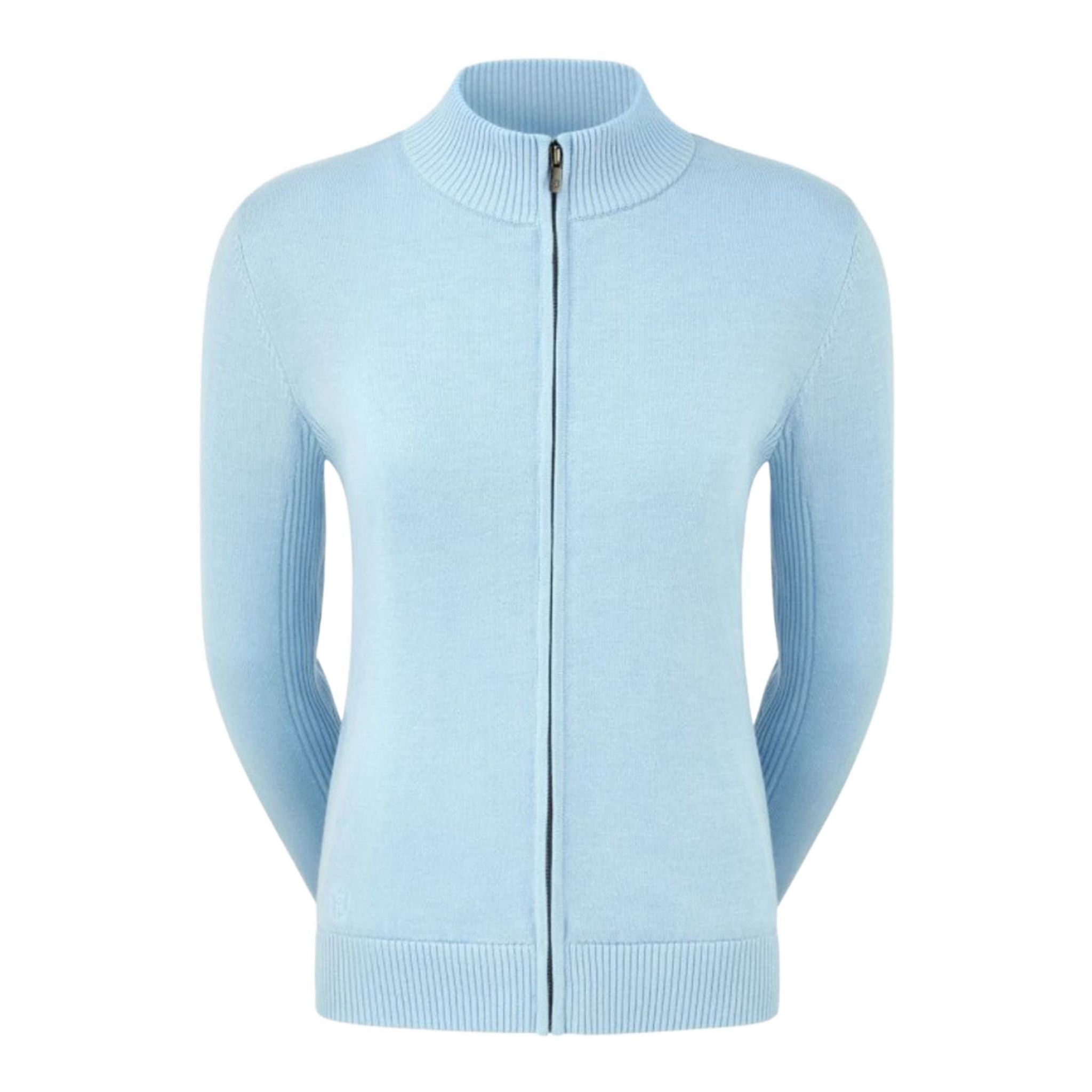 Footjoy W Pullover in misto lana foderato con cerniera completa, blu cielo, da donna