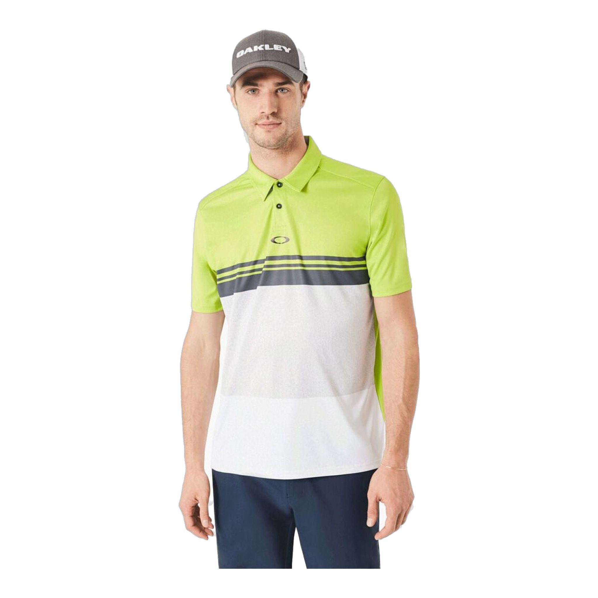 Oakley Polo Color Block Take Verde/Bianco da uomo