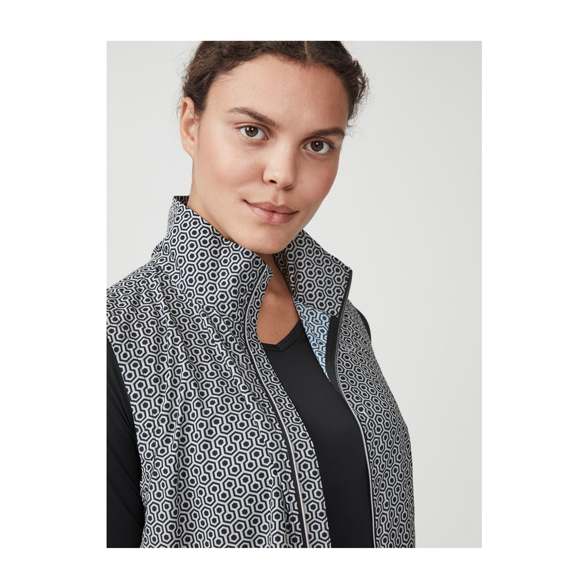 Gilet antivento tascabile Röhnisch Geo Comb nero da donna