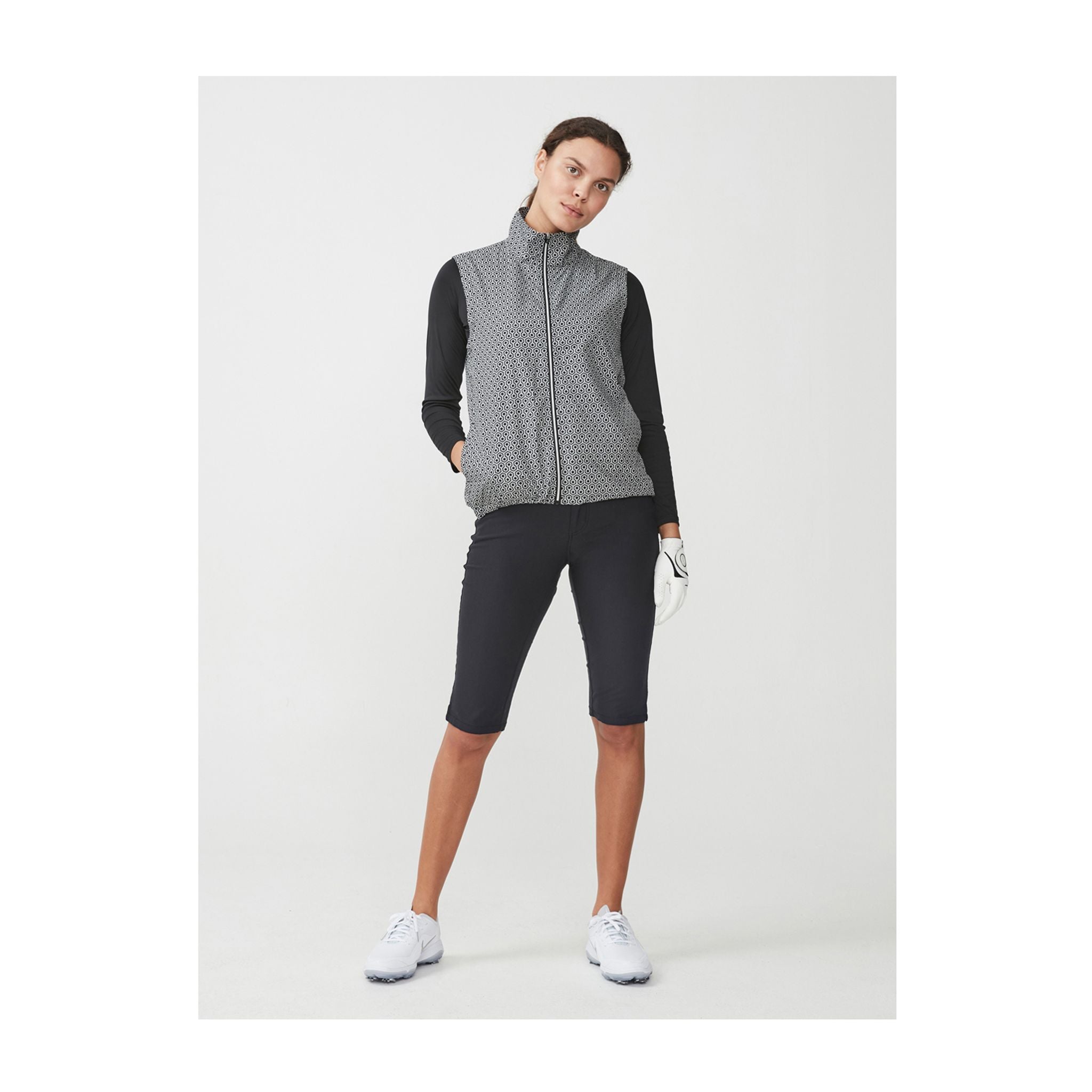 Gilet antivento tascabile Röhnisch Geo Comb nero da donna