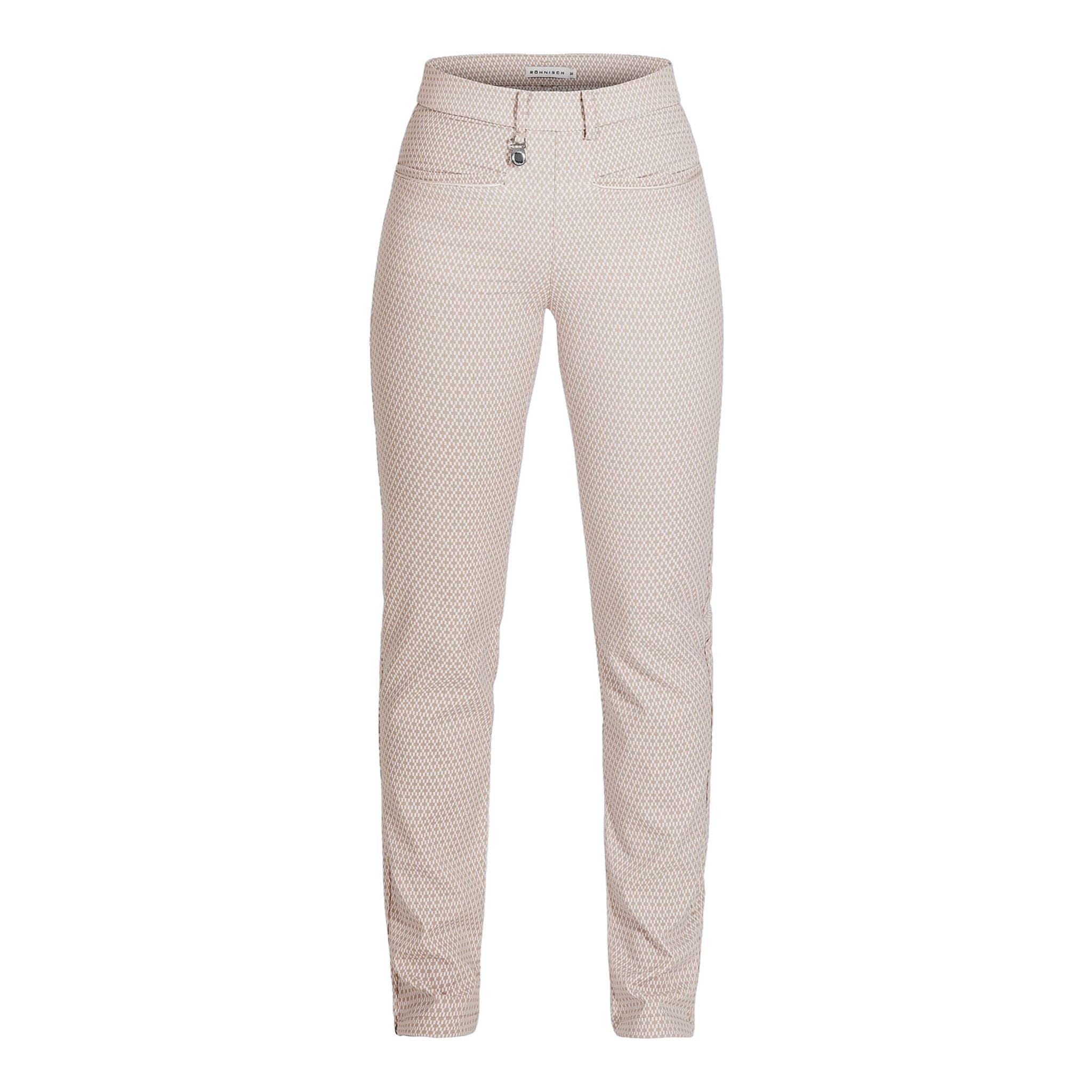 Pantaloni da golf Röhnisch Smooth Mushroom/White Checked da donna