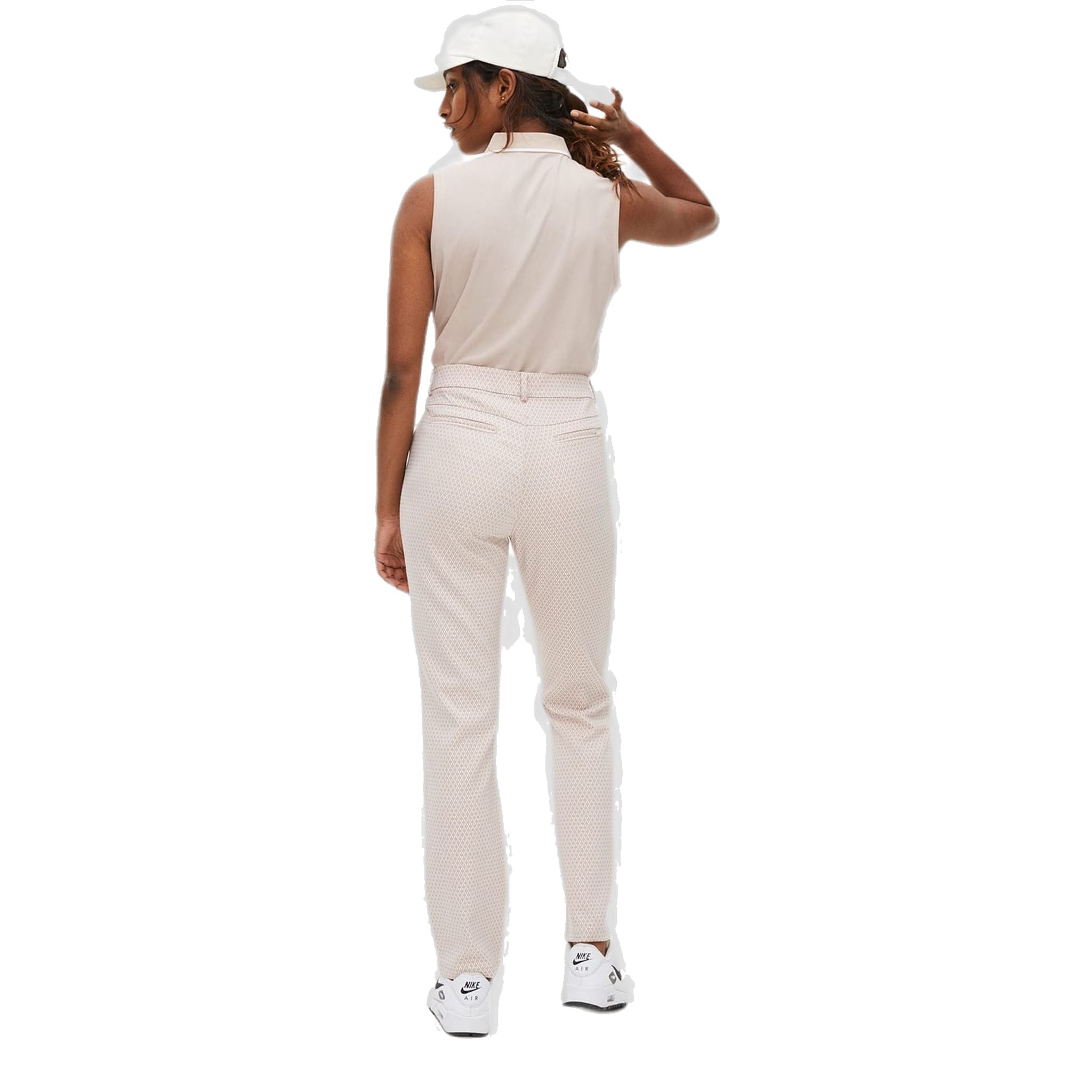 Pantaloni da golf Röhnisch Smooth Mushroom/White Checked da donna