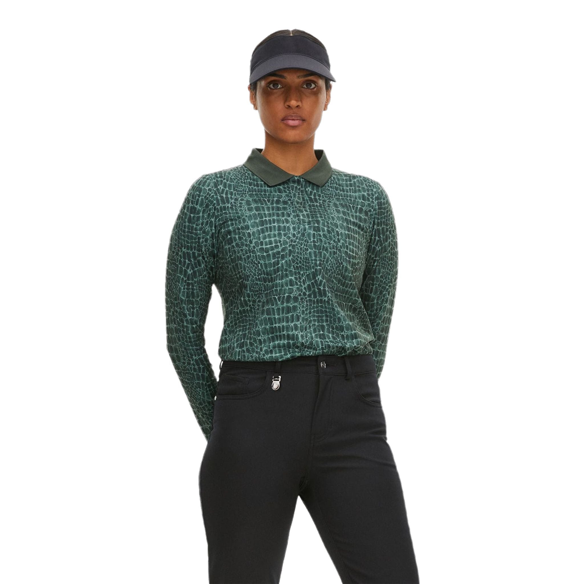 Röhnisch Sia Golf Polo Manica Lunga Verde Crocco Donna