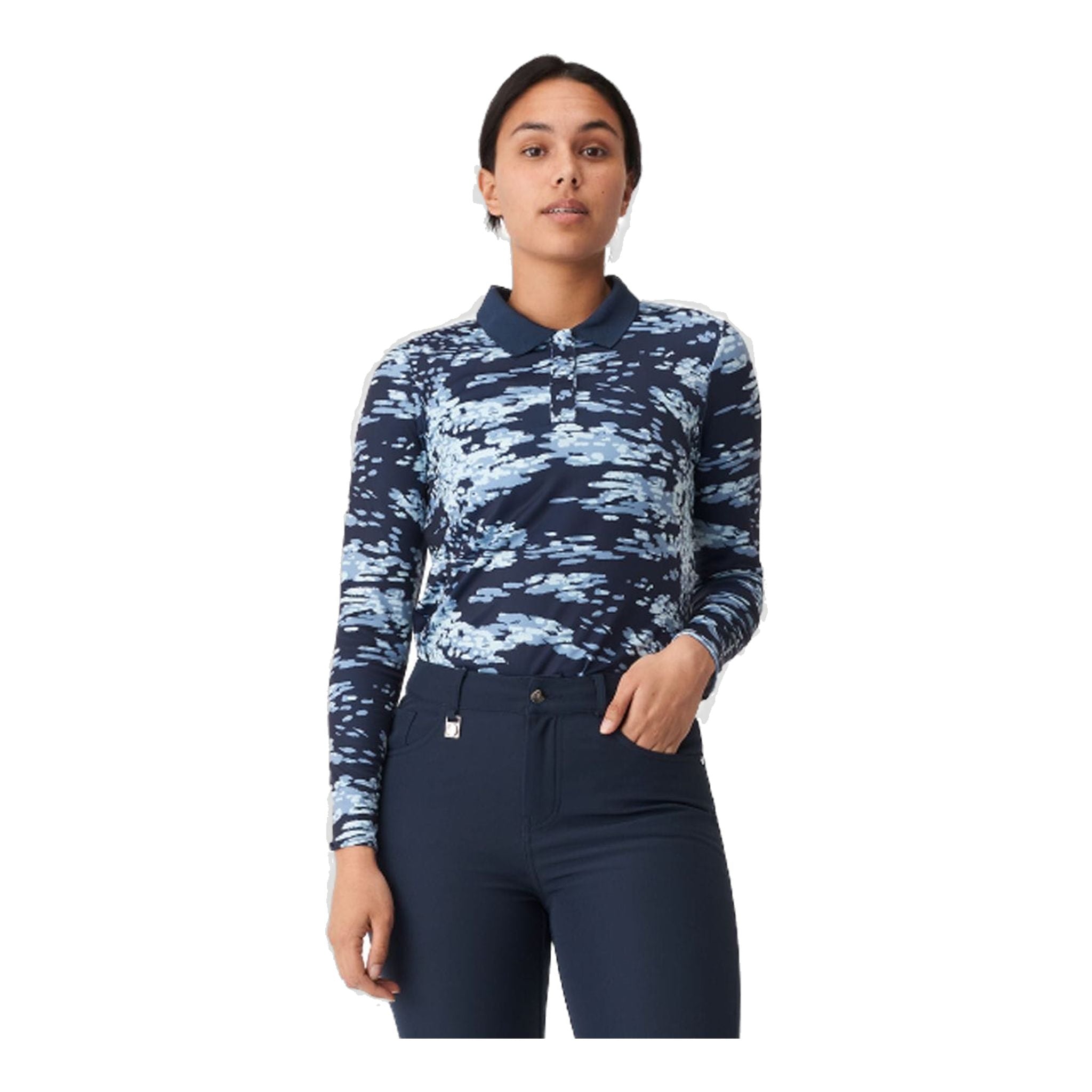 Röhnisch W Polo Sia manica lunga blu navy/mimetica donna