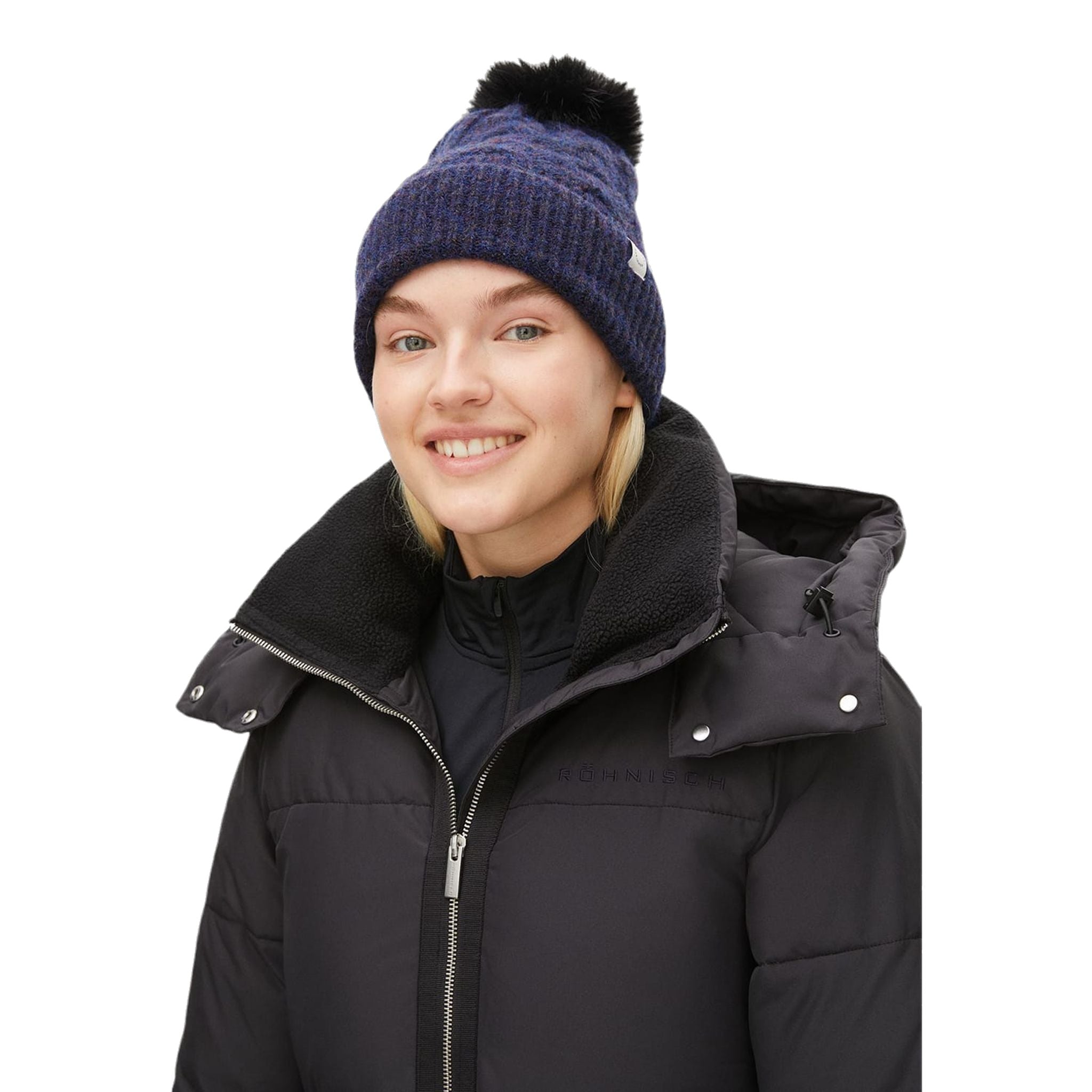 Berretto con treccia a pompon Röhnisch blu navy da donna da donna
