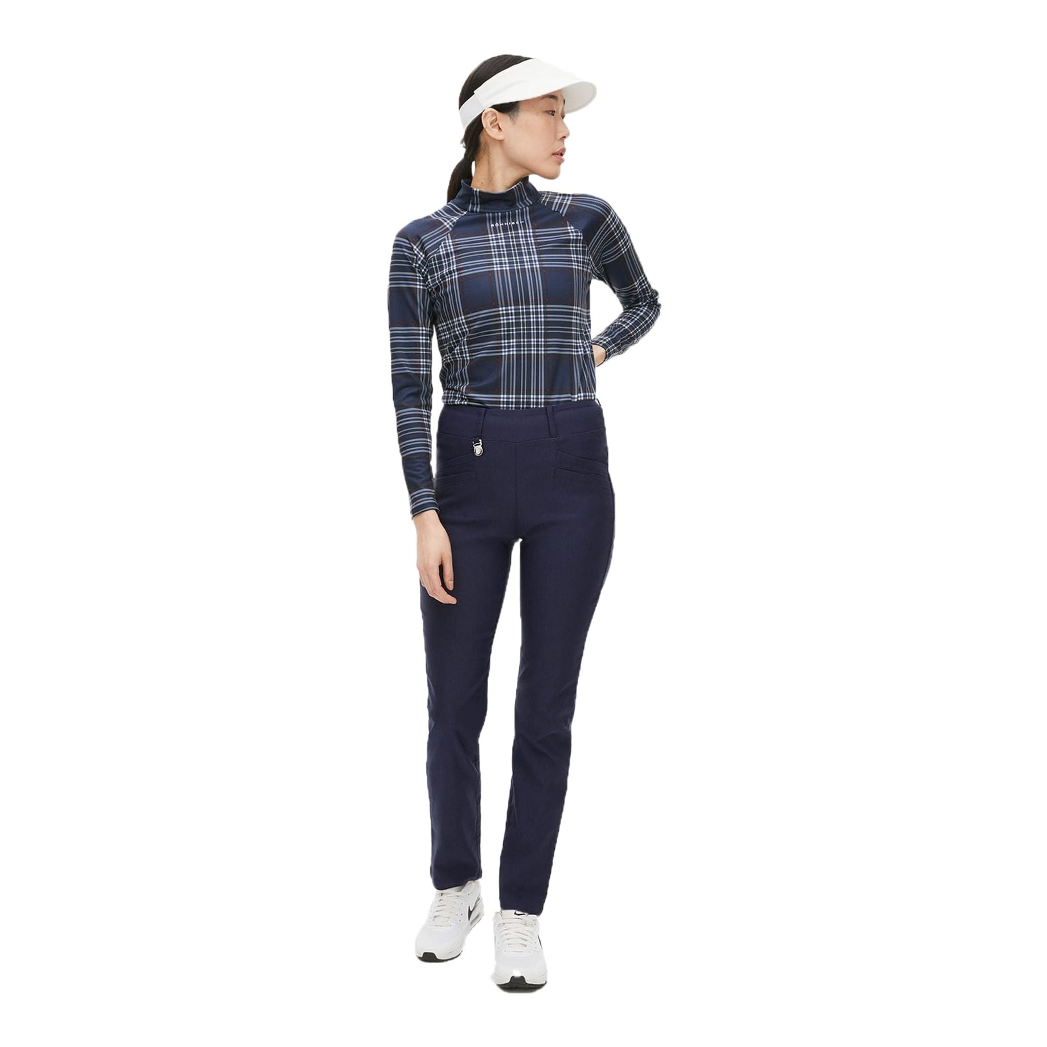Röhnisch Elle Golf Polo Manica Lunga Blu Navy Check Donna
