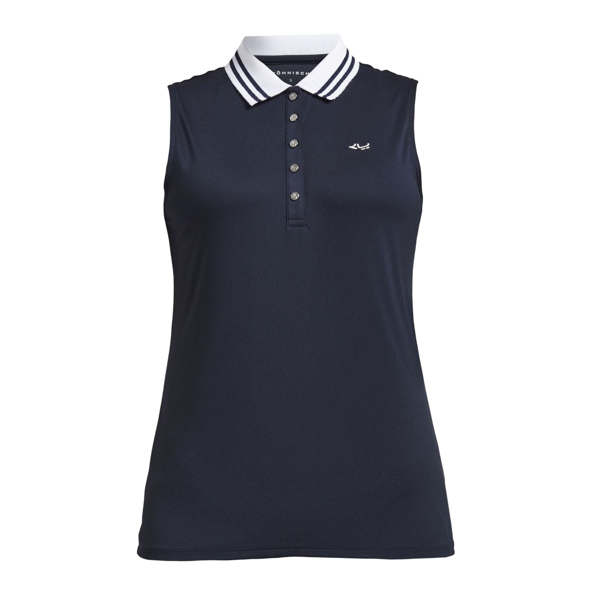 Röhnisch Polo a righe senza maniche blu navy da donna