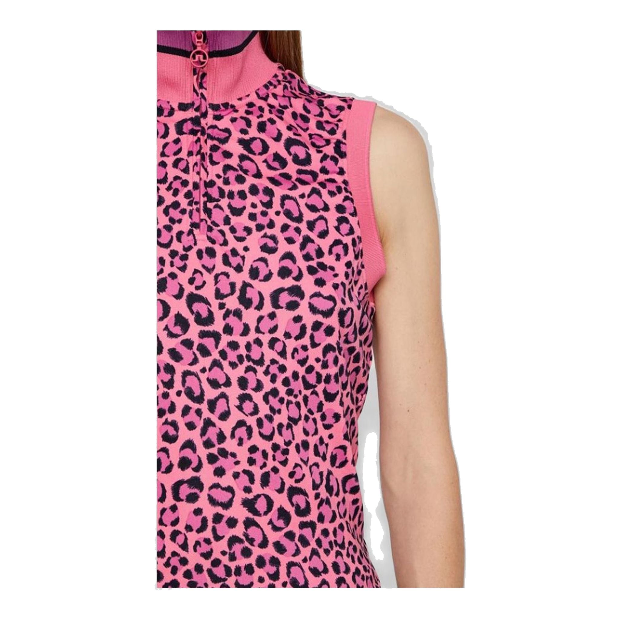 J. Lindeberg W Audrey-TX Jersey SL Polo Rosa Leopardo Donna