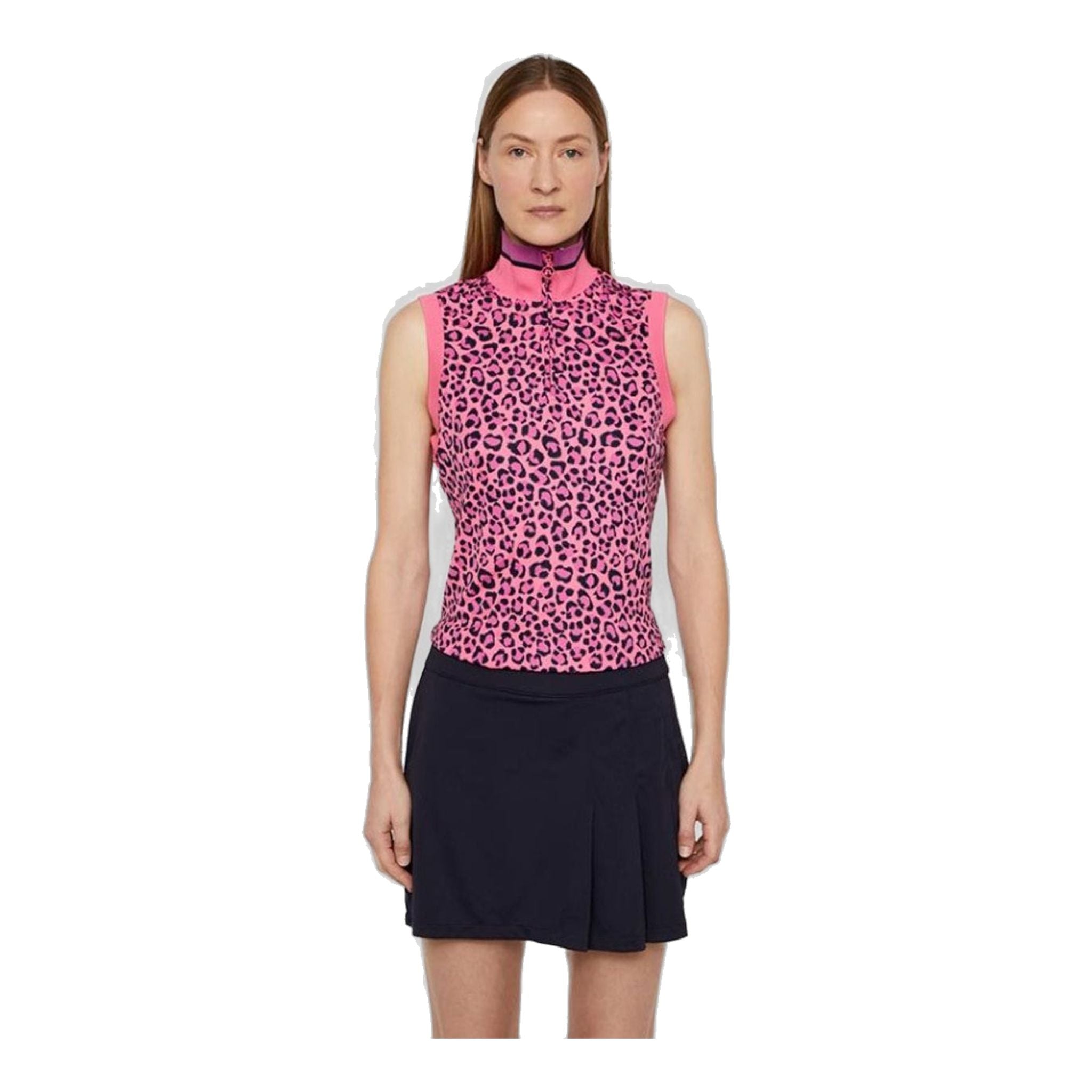 J. Lindeberg W Audrey-TX Jersey SL Polo Rosa Leopardo Donna