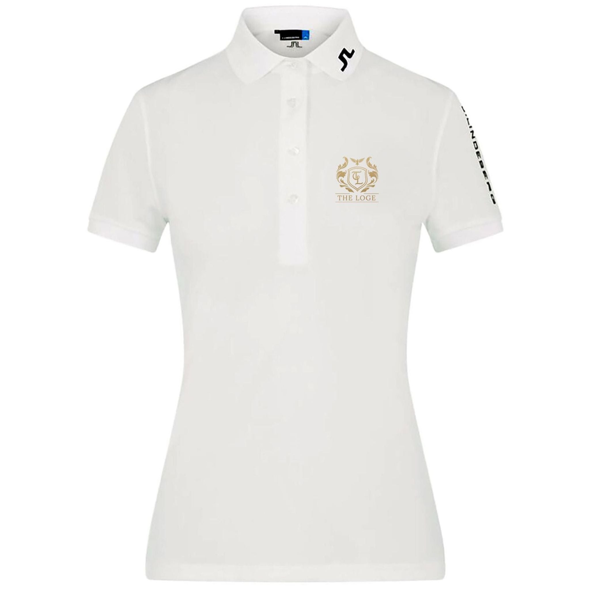 Polo da donna J. Lindeberg bianca con logo "THE LOGE" Ladies