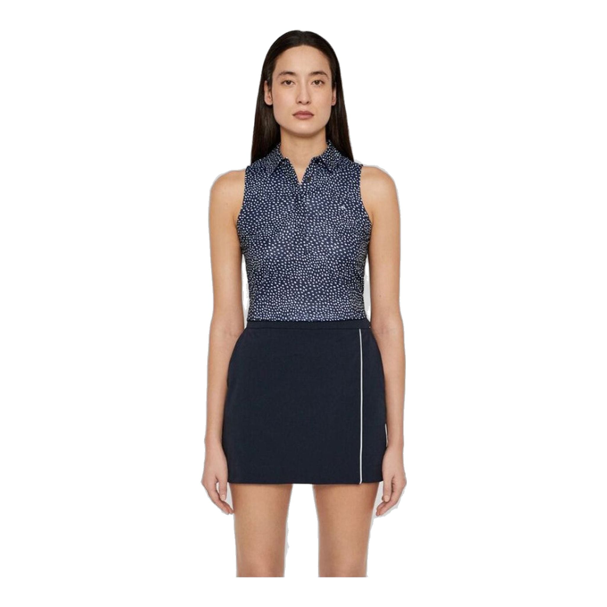 J. Lindeberg W Dena Print-TX Jersey SL Polo Bianco Dot Donna