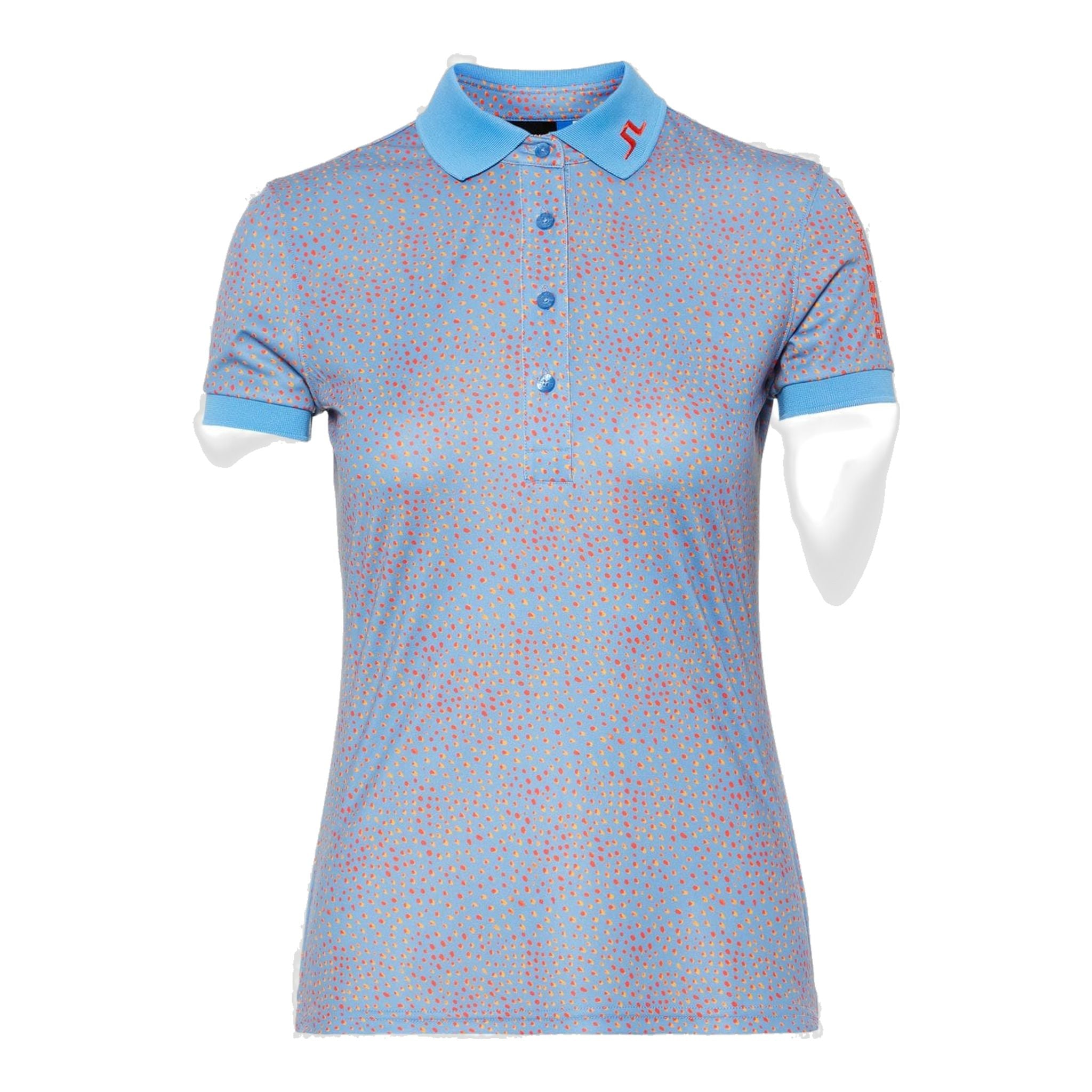 J. Lindeberg W Tour Tech Print-TX Jersey Polo Lake Blue Dot Donna