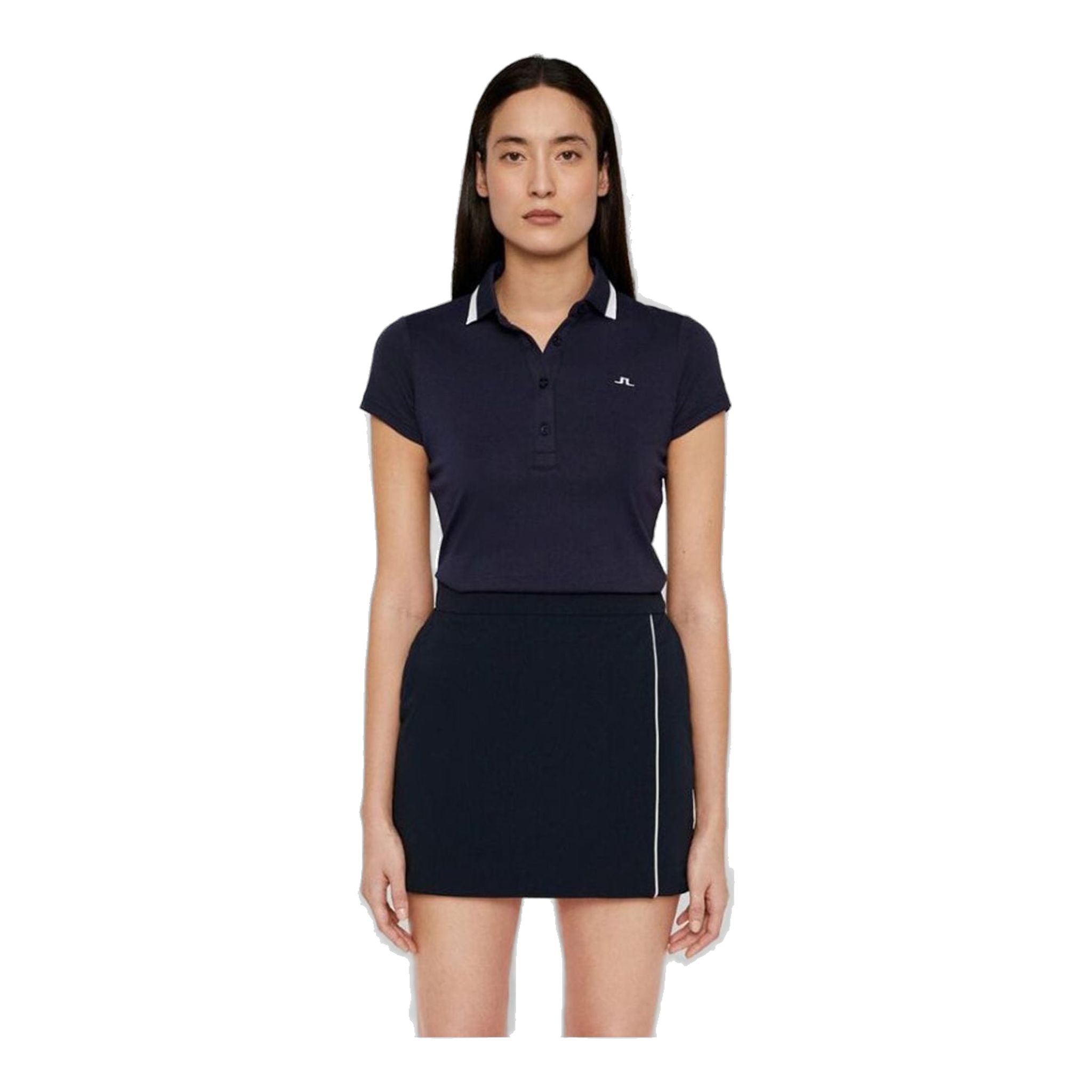 J. Lindeberg W Alve-Cotton Poly Polo blu navy melange da donna