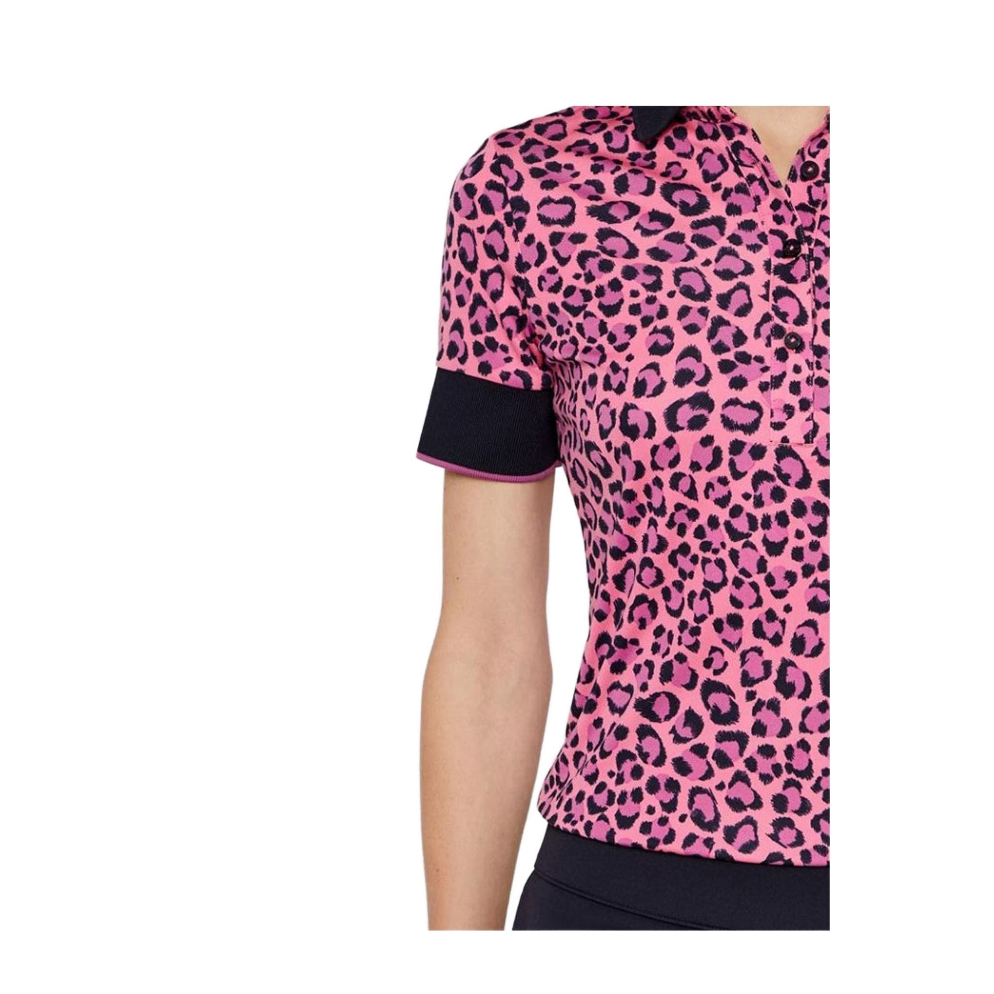 J. Lindeberg W Lexie-TX Coolmax Polo Pink Leopard Damen