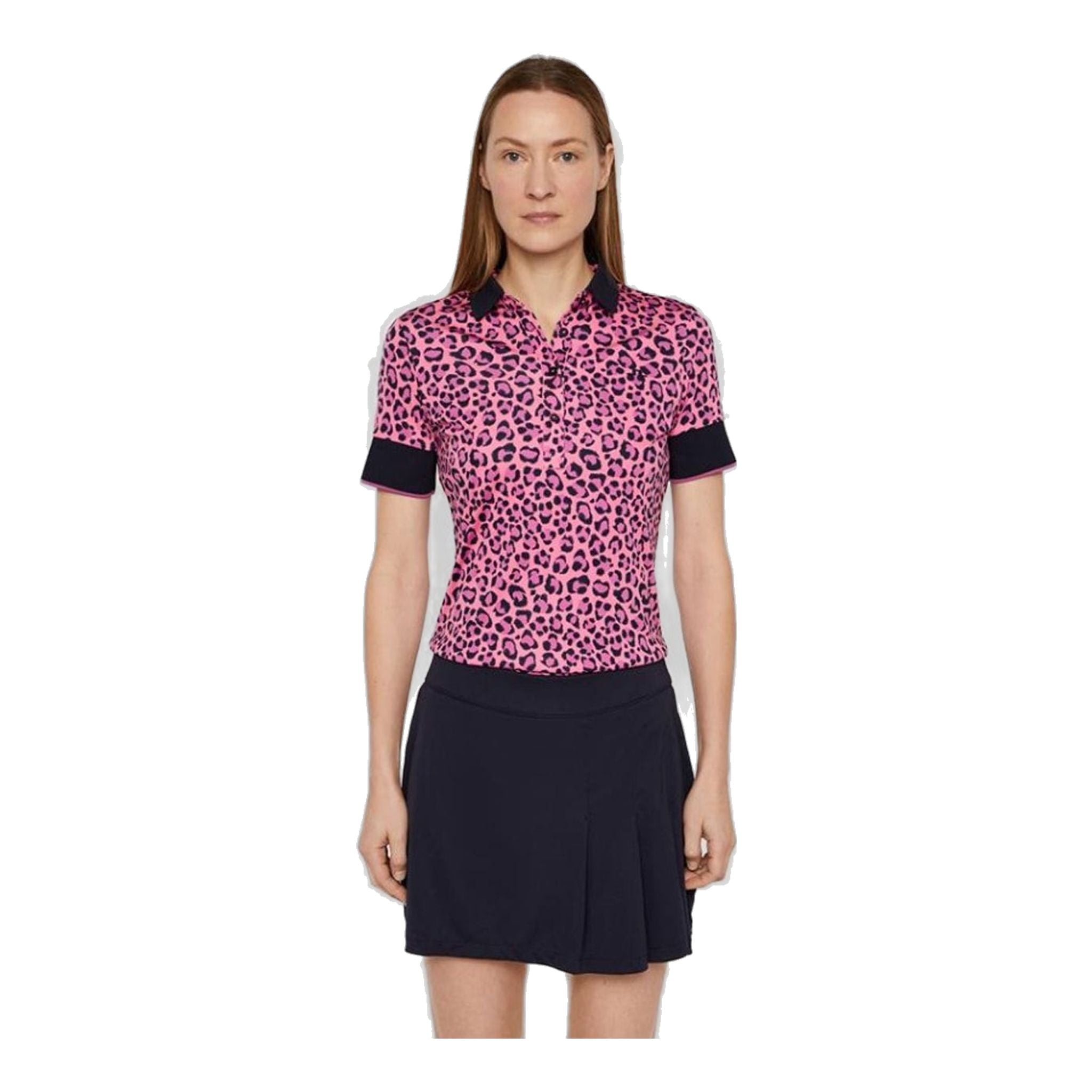 J. Lindeberg W Lexie-TX Coolmax Polo Rosa Leopardo Donna