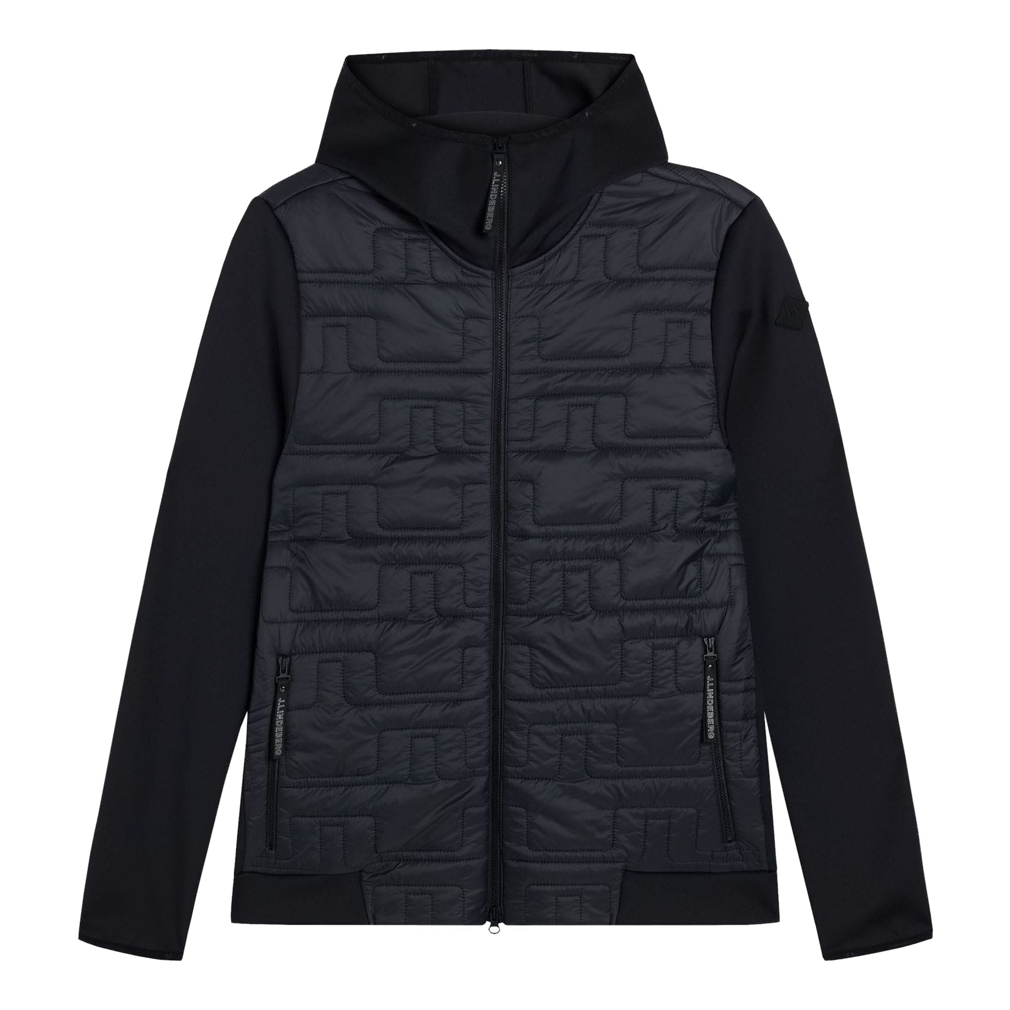 J. Lindeberg Quilt Hybrid Hood Jacket Uomo Nero Uomo