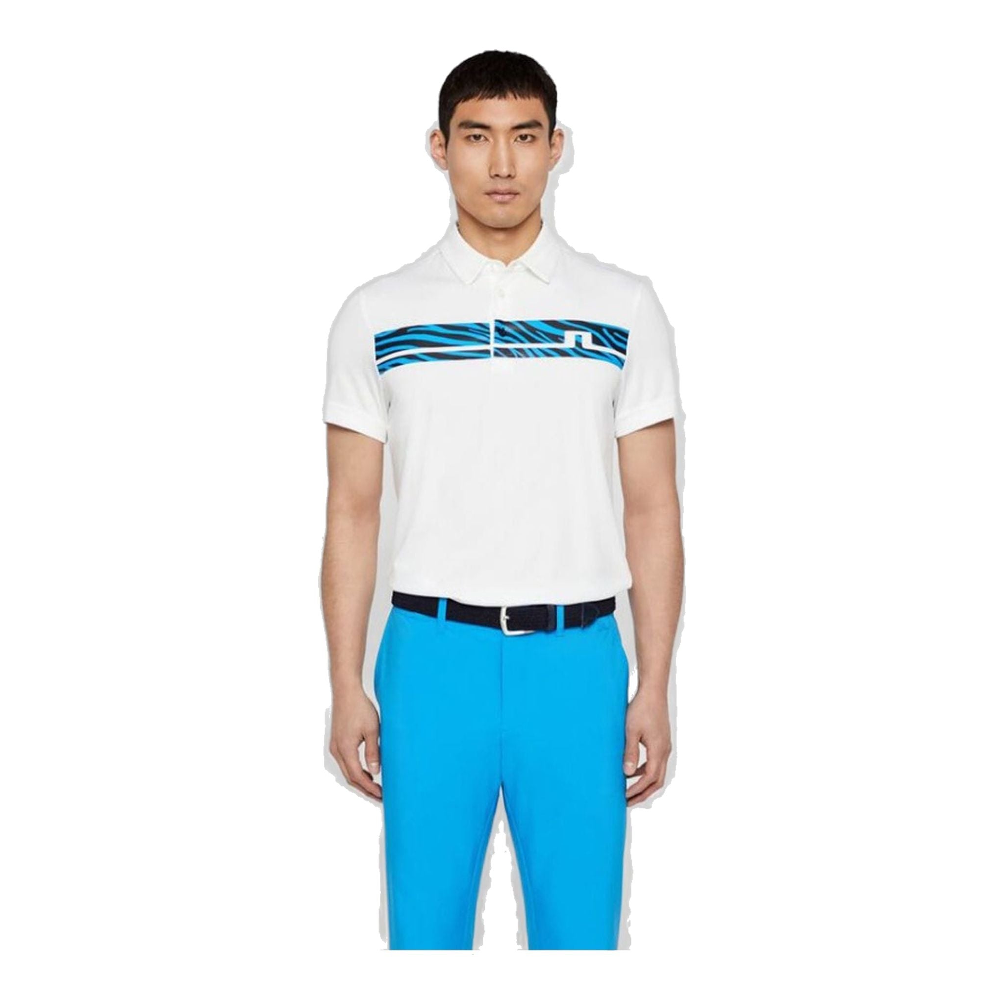 J. Lindeberg M Clark Print Slim Fit-TX Jersey Polo Bianco Uomo