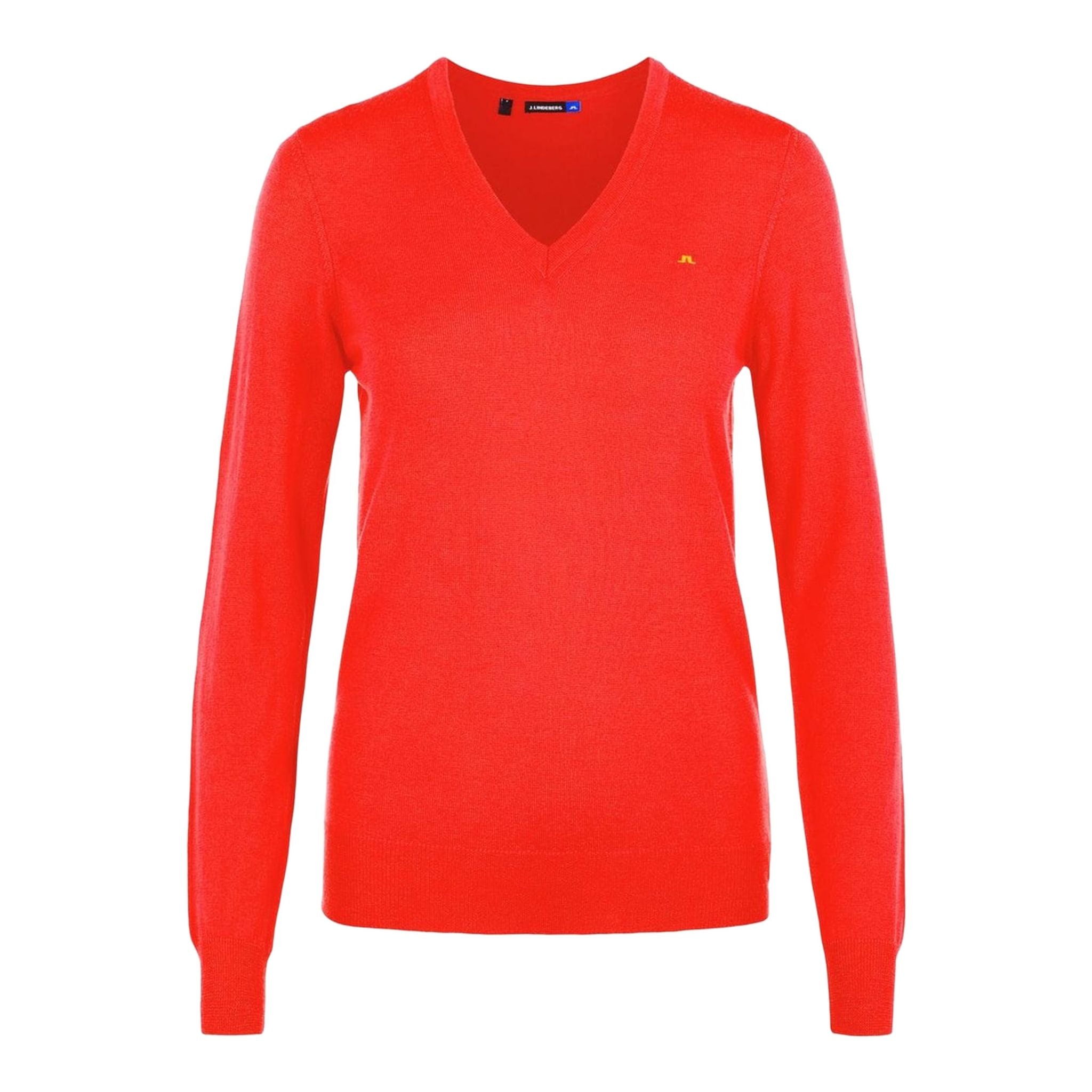 J. Lindeberg W Amaya-True Merino Maglione Rosso Pomodoro Donna