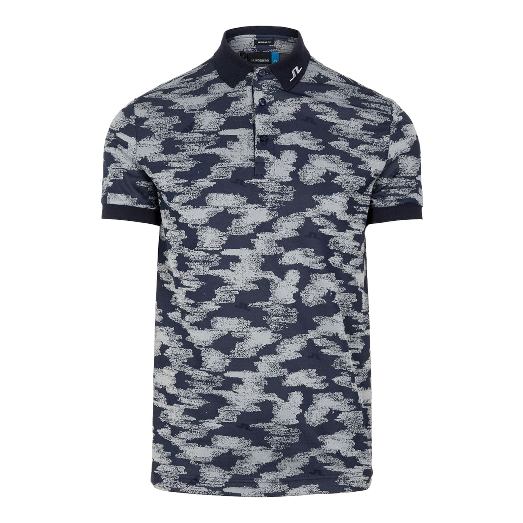 J. Lindeberg M KV Jacquard Reg Fit-TX Jaqua Polo Camou Grigio Uomo