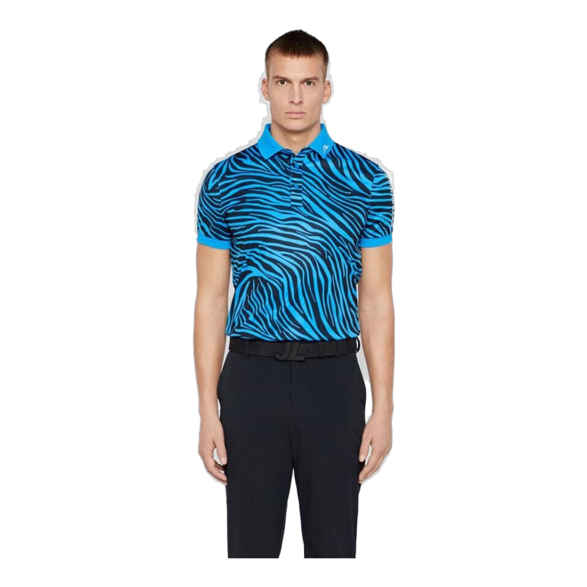 J. Lindeberg M Tour Tech Print Slim Fit-TX Polo Zebra Blu Uomo