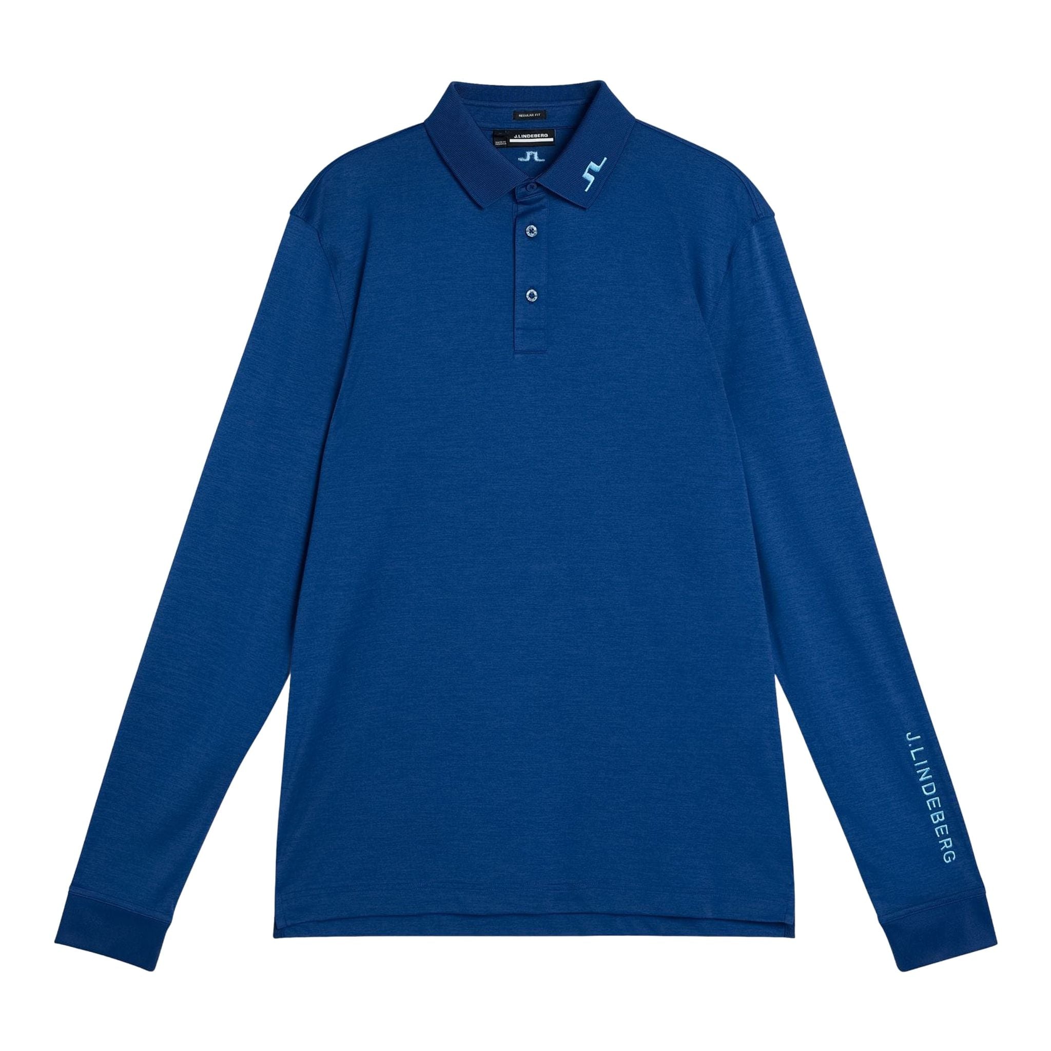 J. Lindeberg Tour Tech Maniche Lunghe Uomo Estate Blu Melange Uomo