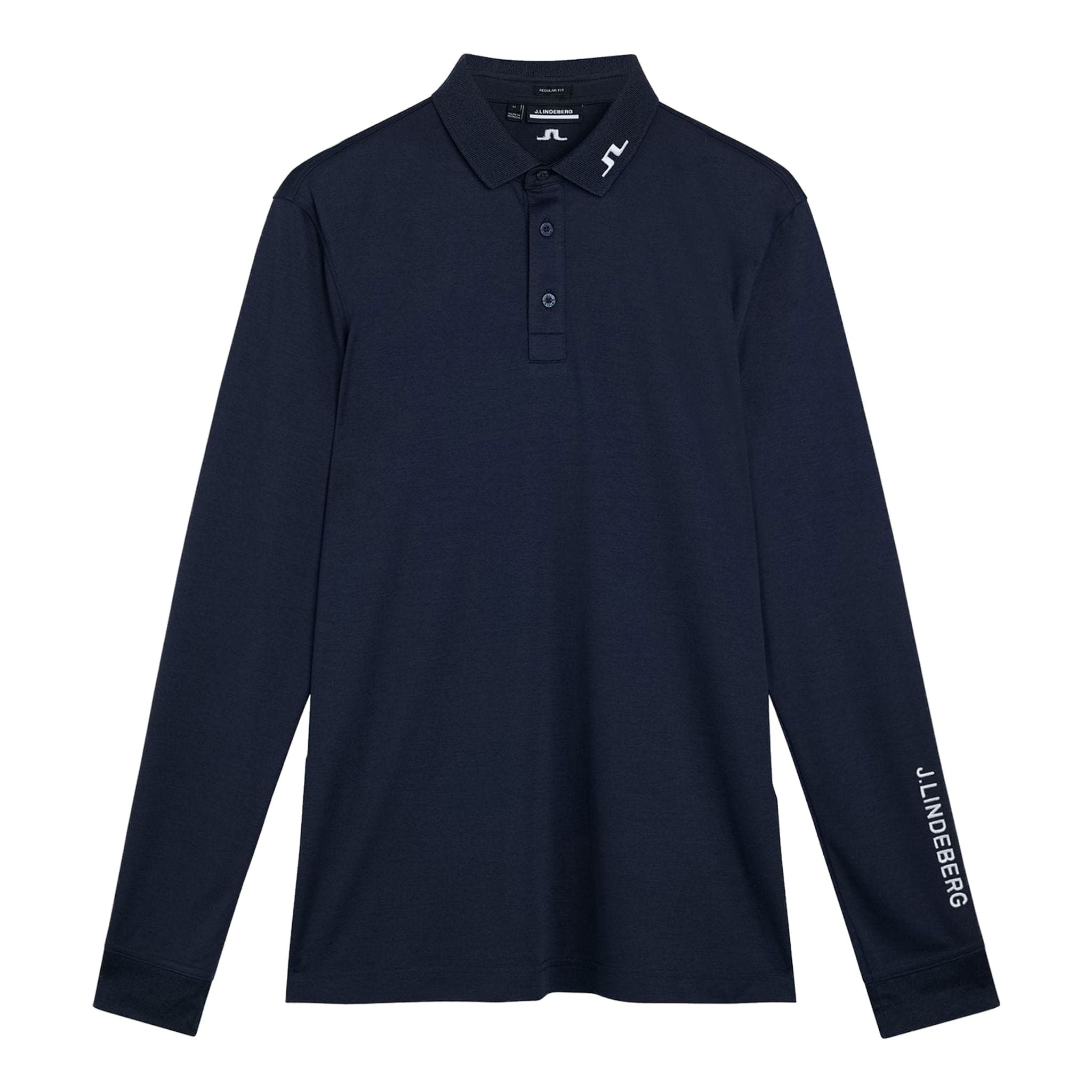 Polo da golf J. Lindeberg Tour Tech a maniche lunghe blu navy melange da uomo