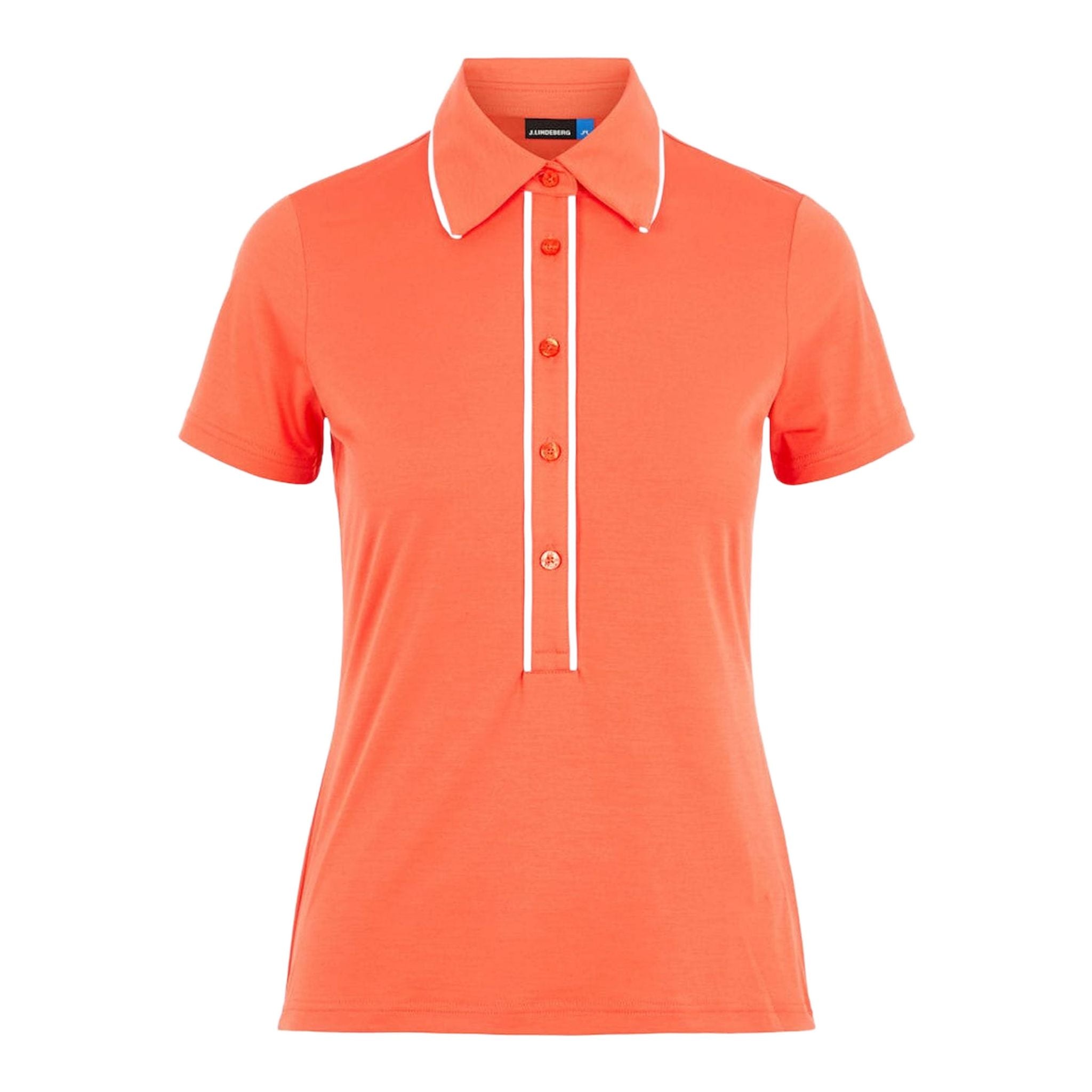 J. Lindeberg W Flor-Ultra Light Jersey Polo Rosso Pomodoro Donna