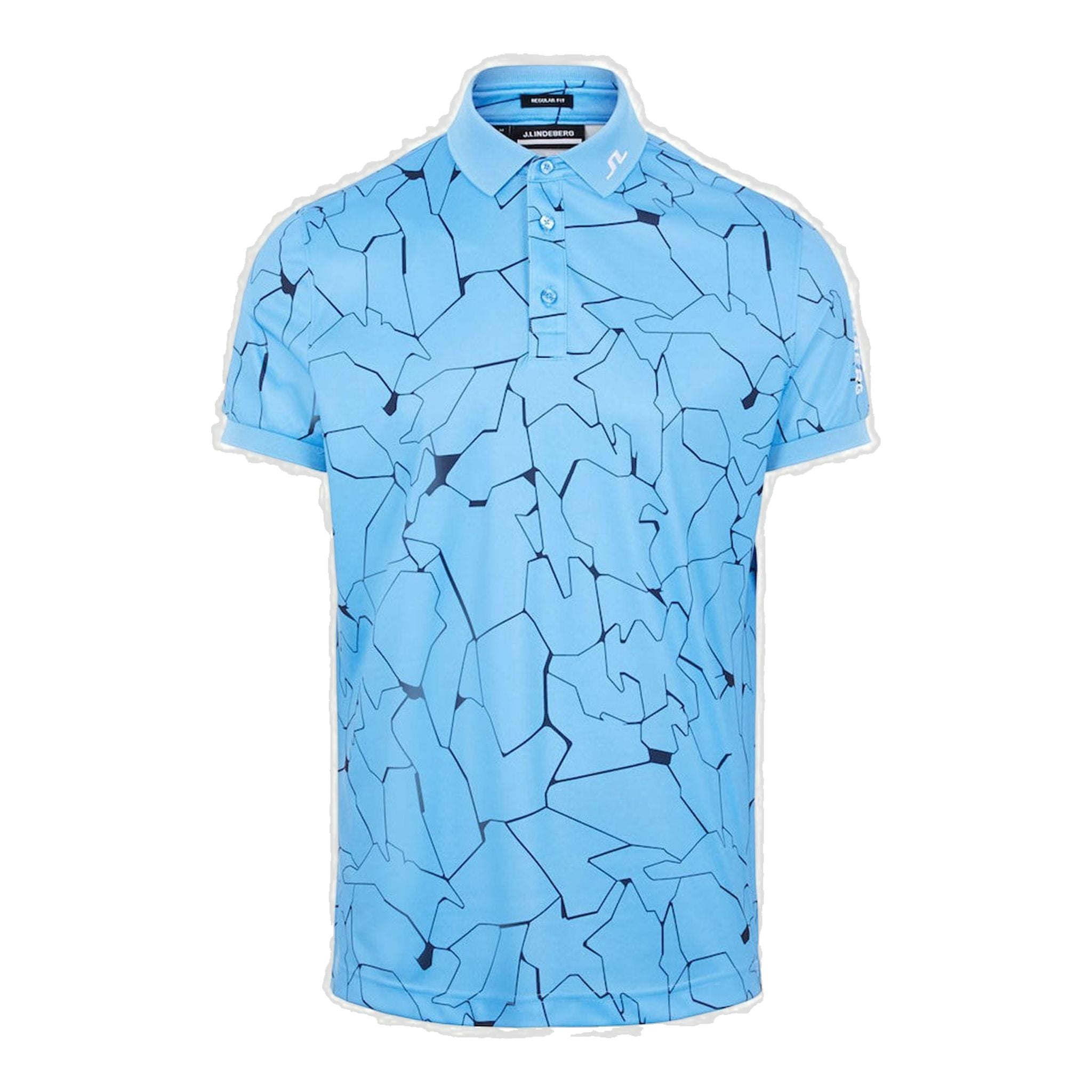 J. Lindeberg M Tour Tech Reg Fit Print SS Polo Slit Blu Oceano Uomo