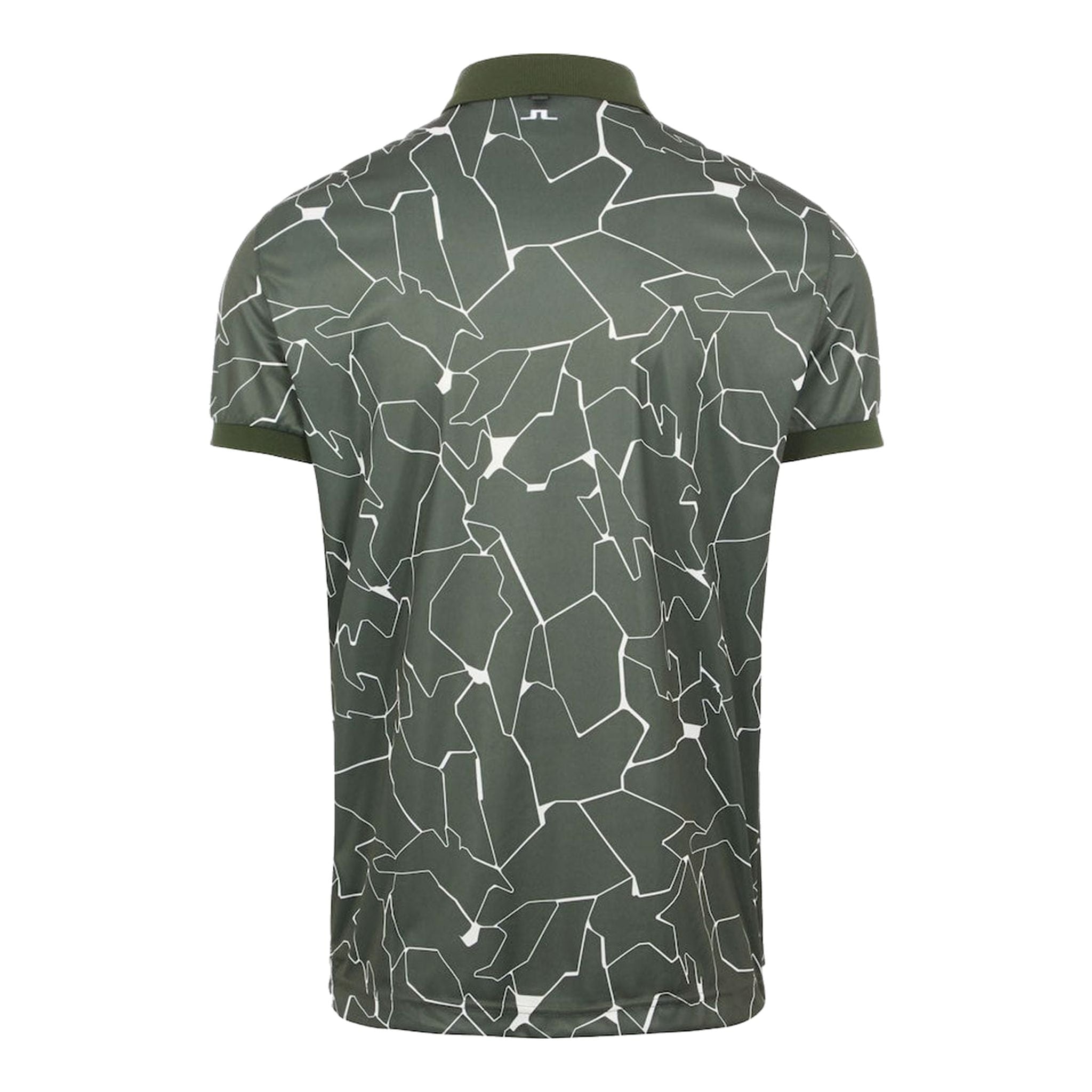 Polo J. Lindeberg M Tour Tech Reg Fit con stampa SS, con spacchi, verde timo, da uomo