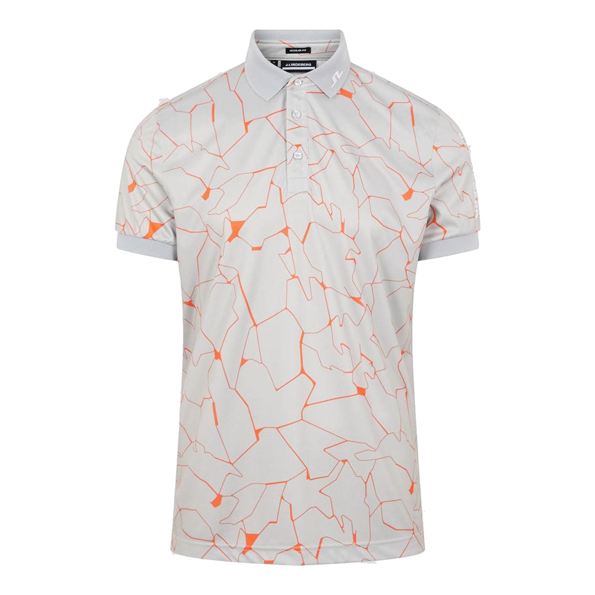 J. Lindeberg M Tour Tech Reg Fit Print SS Polo Slit Grigio Uomo