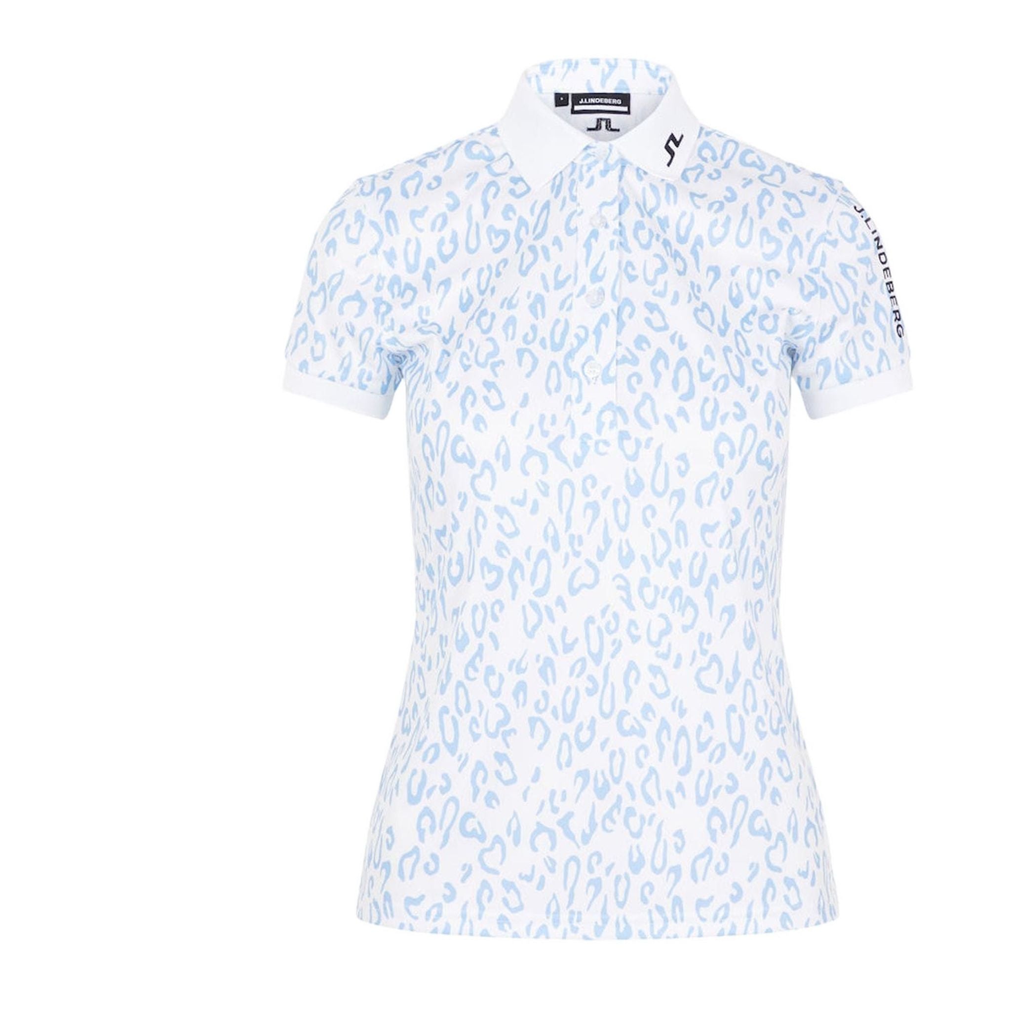 J. Lindeberg W Tour Tech Print SS Polo Animal Blu Bianco Donna