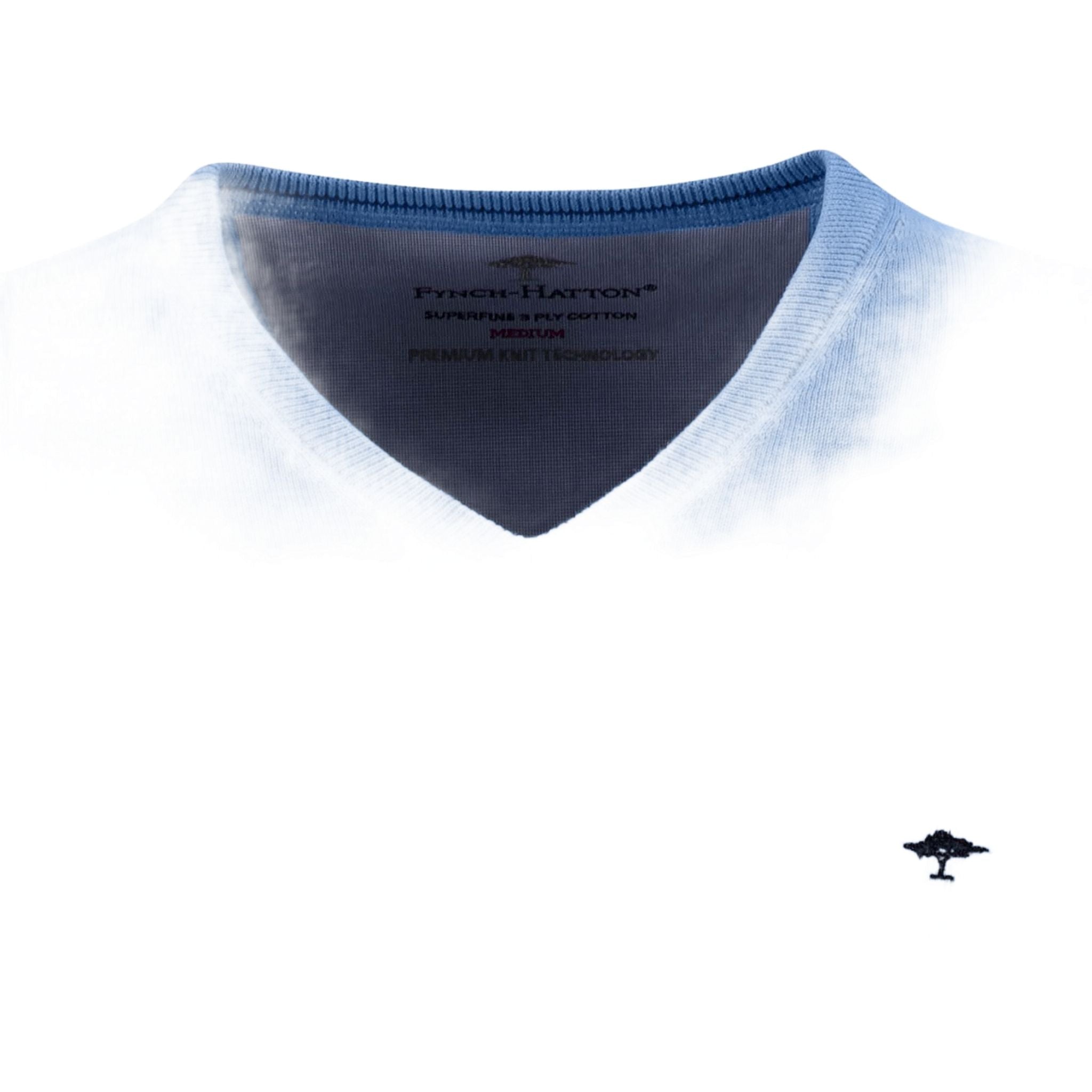 Fynch Hatton V-Neck Superfine Golf Pullover Uomo Light Sky Uomo