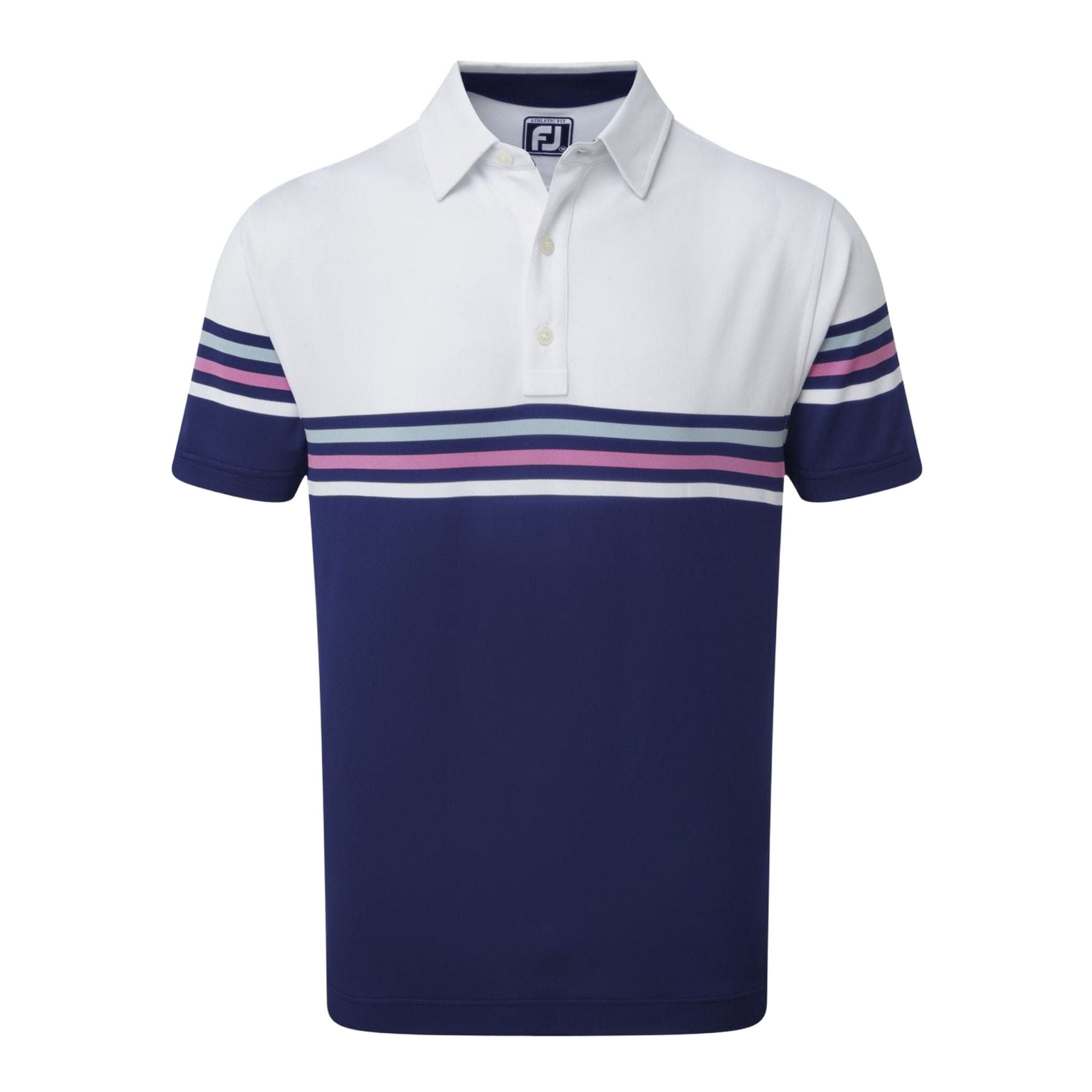 Footjoy M Stretch Pique Colour Block SS Polo Bianco/Blu Navy Uomo