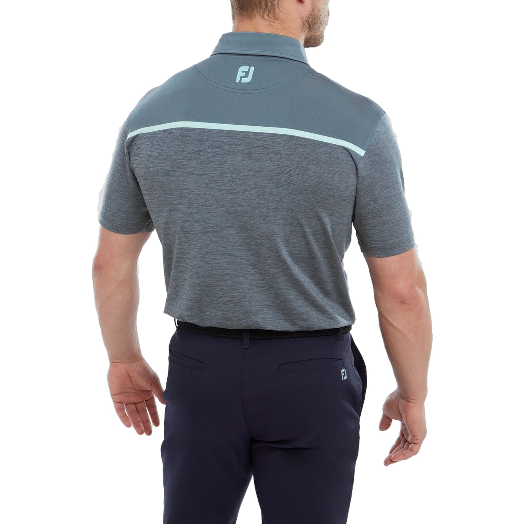 Polo da golf Footjoy Space Dye Block Lisle, Bluestone Uomo Uomo