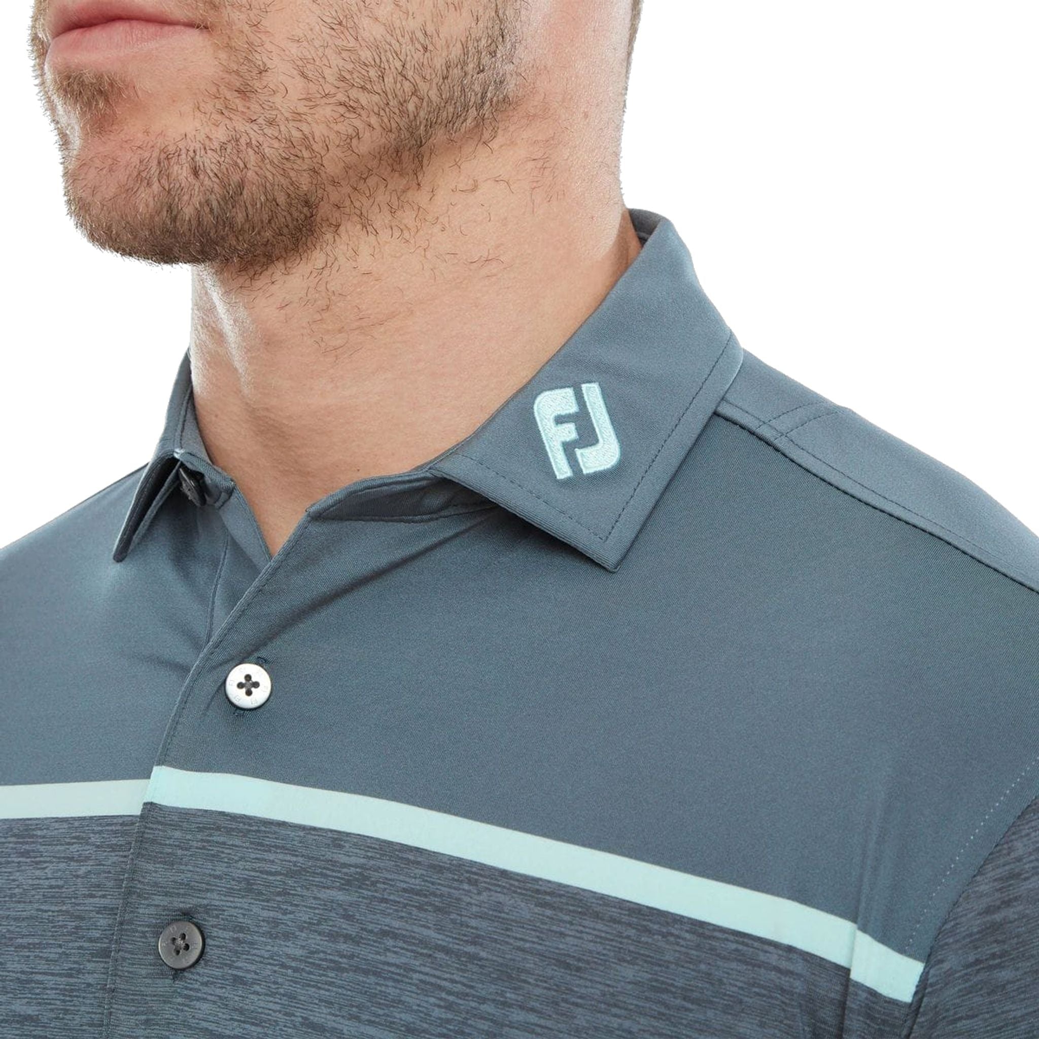 Polo da golf Footjoy Space Dye Block Lisle, Bluestone Uomo Uomo