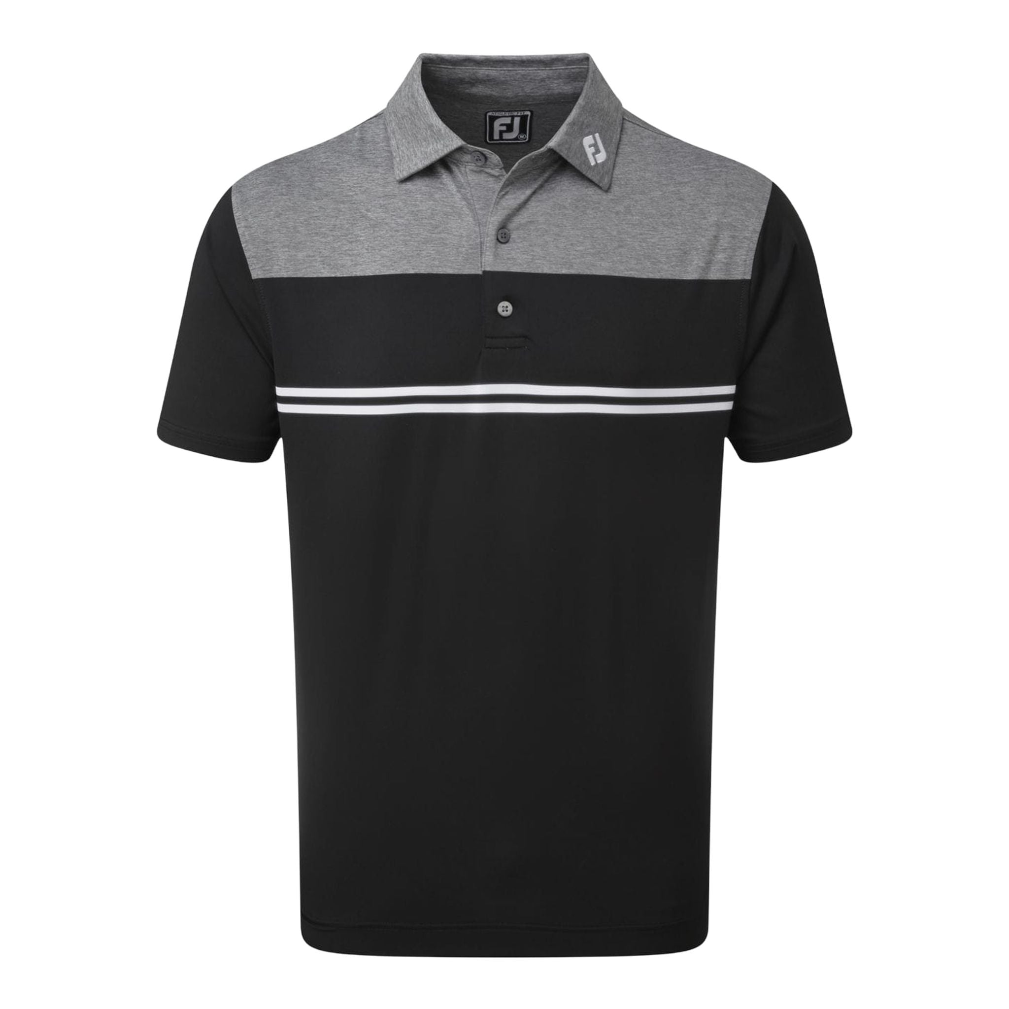 Footjoy M Lisle Heather Colour Block SS Polo Uomo Antracite/Nero