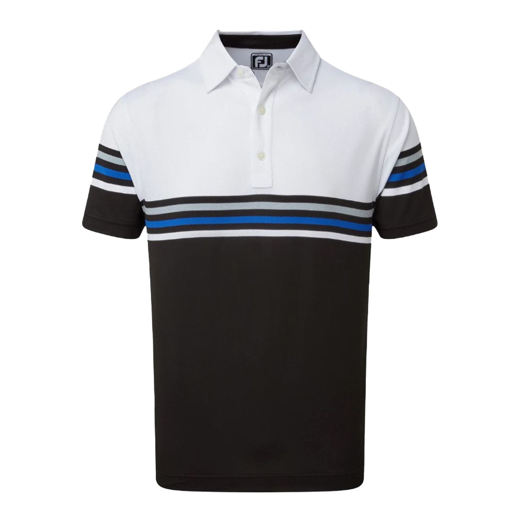 Polo a maniche corte Footjoy M Stretch Pique Color Block bianca/nera da uomo
