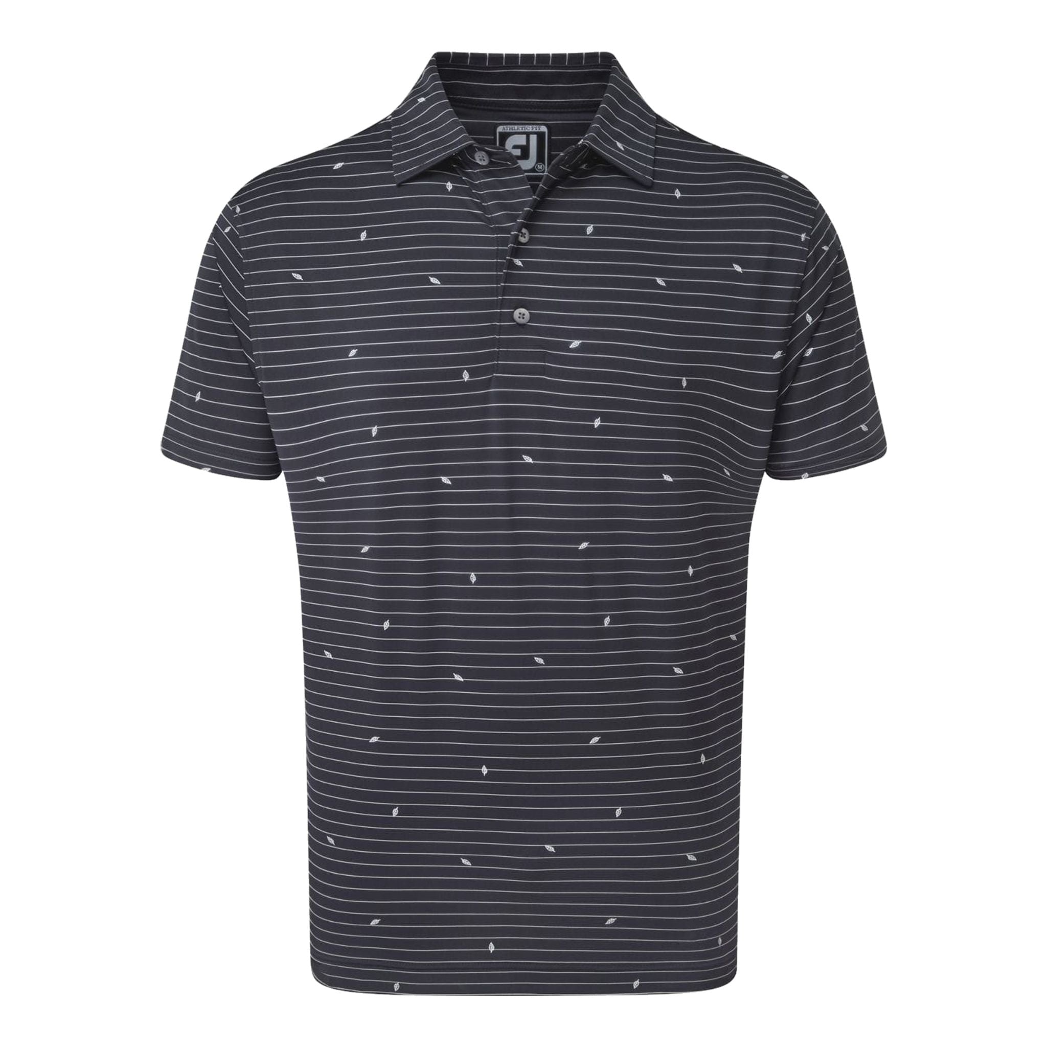 Polo a maniche corte Footjoy M Lisle Stripe Leaf blu navy/bianco da uomo