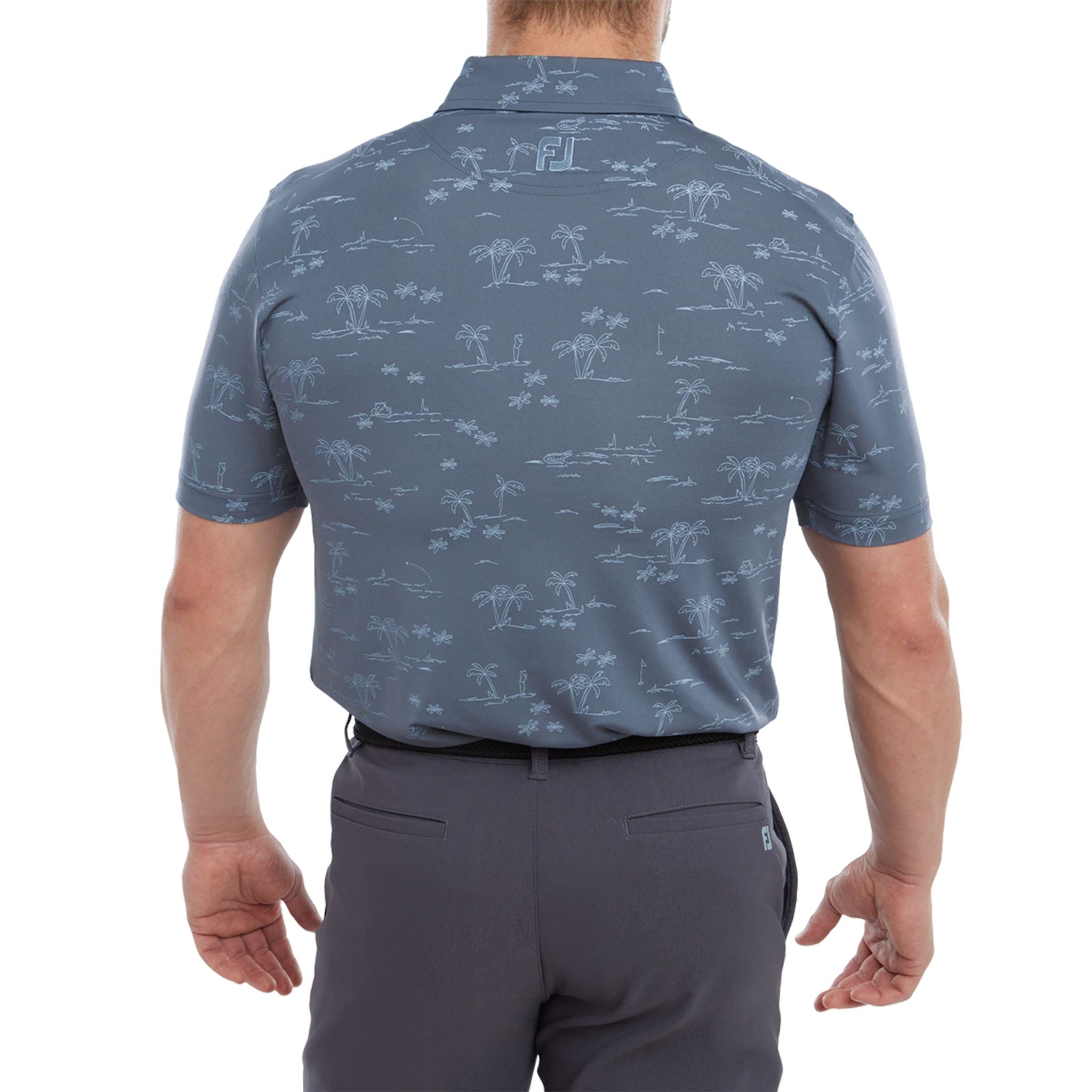 Polo da golf da uomo Footjoy Tropic Golf Lisle Bluestone/Denim